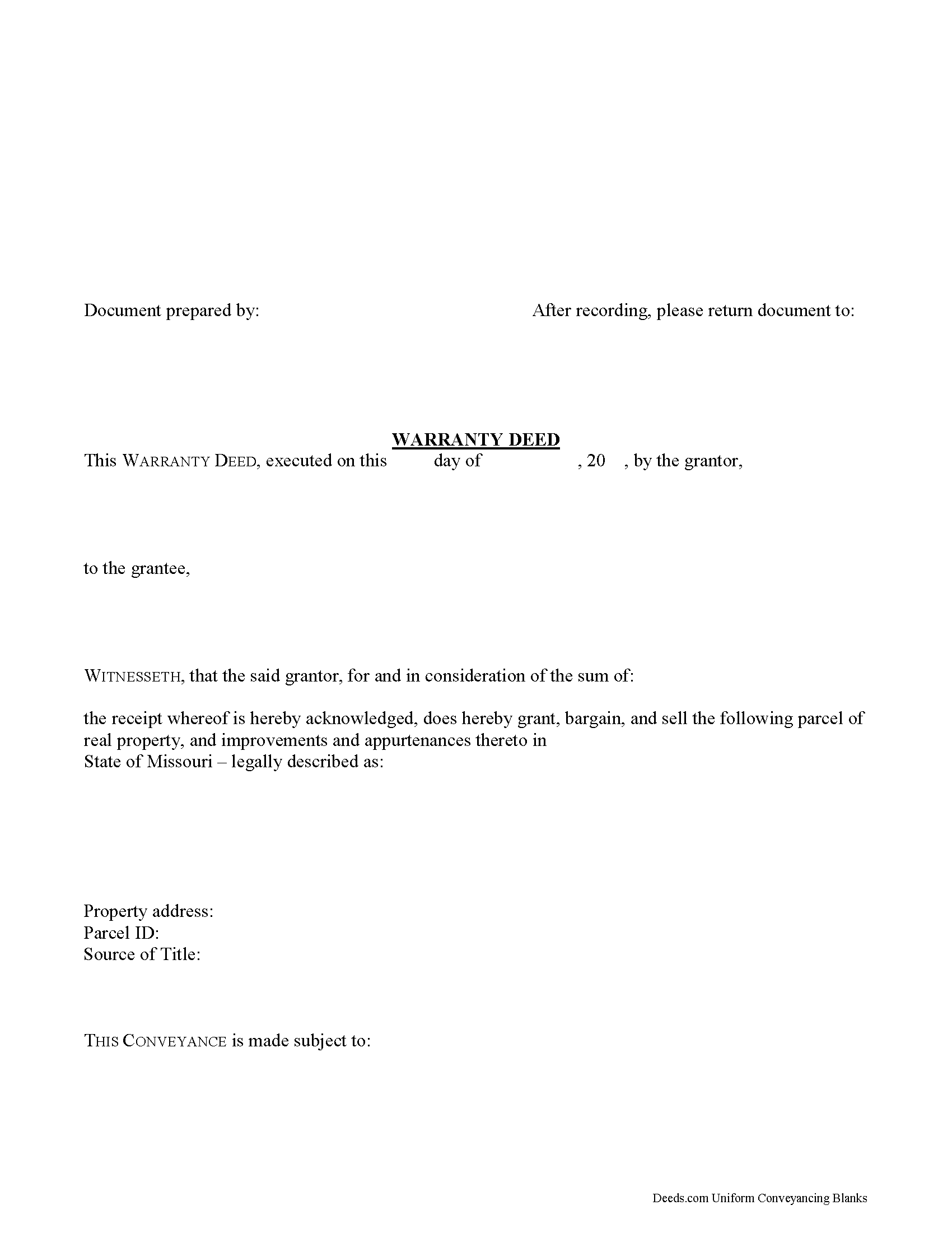 Shelby County Warranty Deed Form