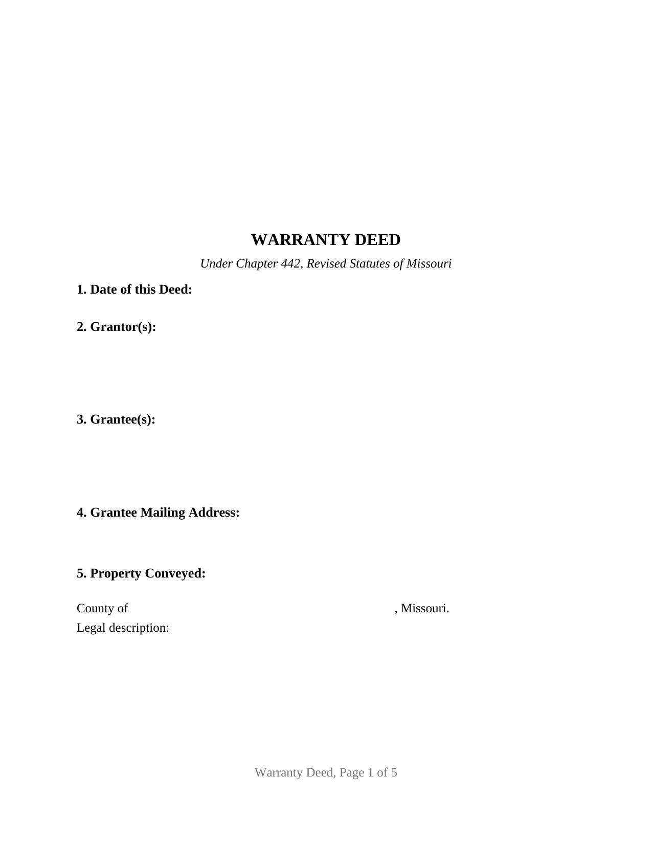 Lafayette County Warranty Deed Form