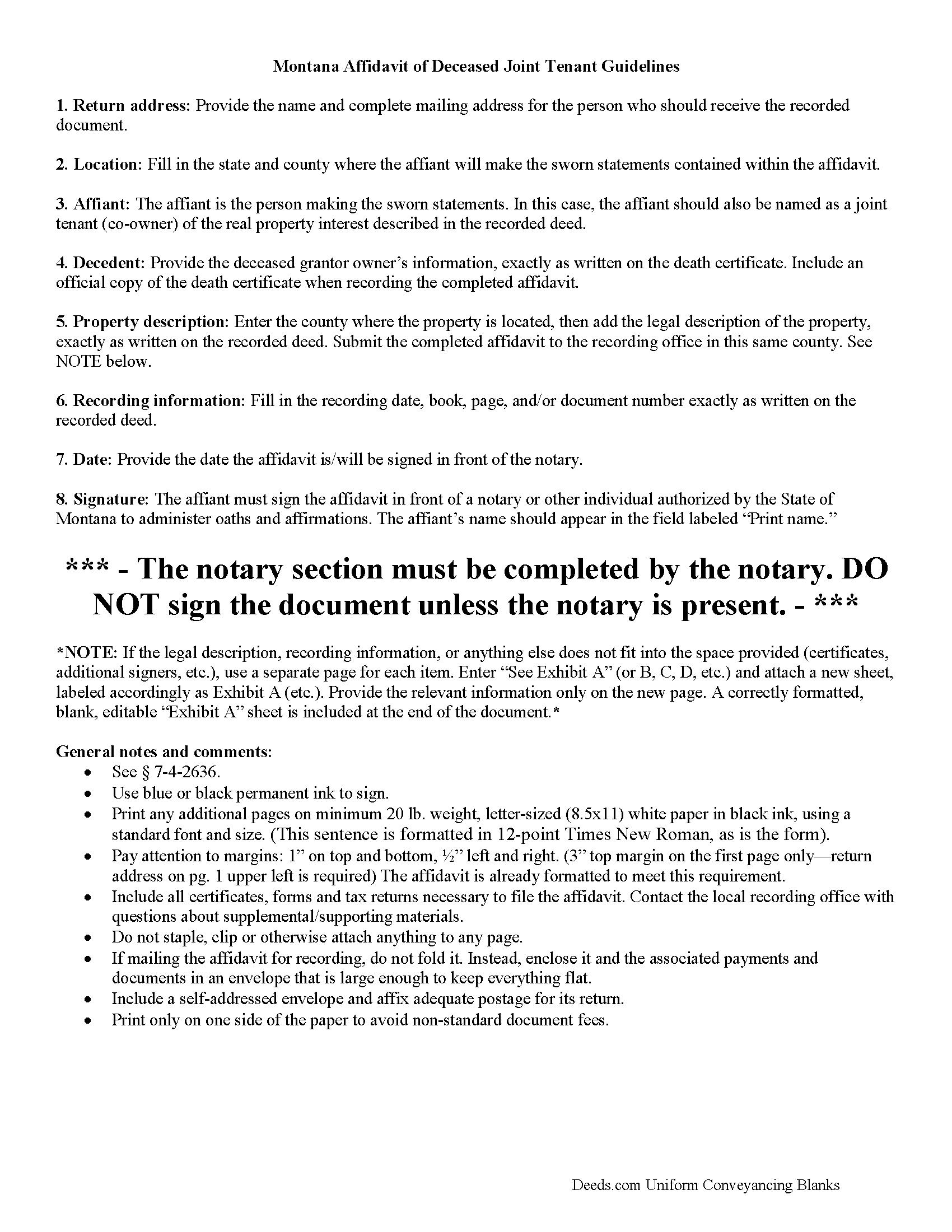 Powell County Affidavit of Deceased Joint Tenant Guide