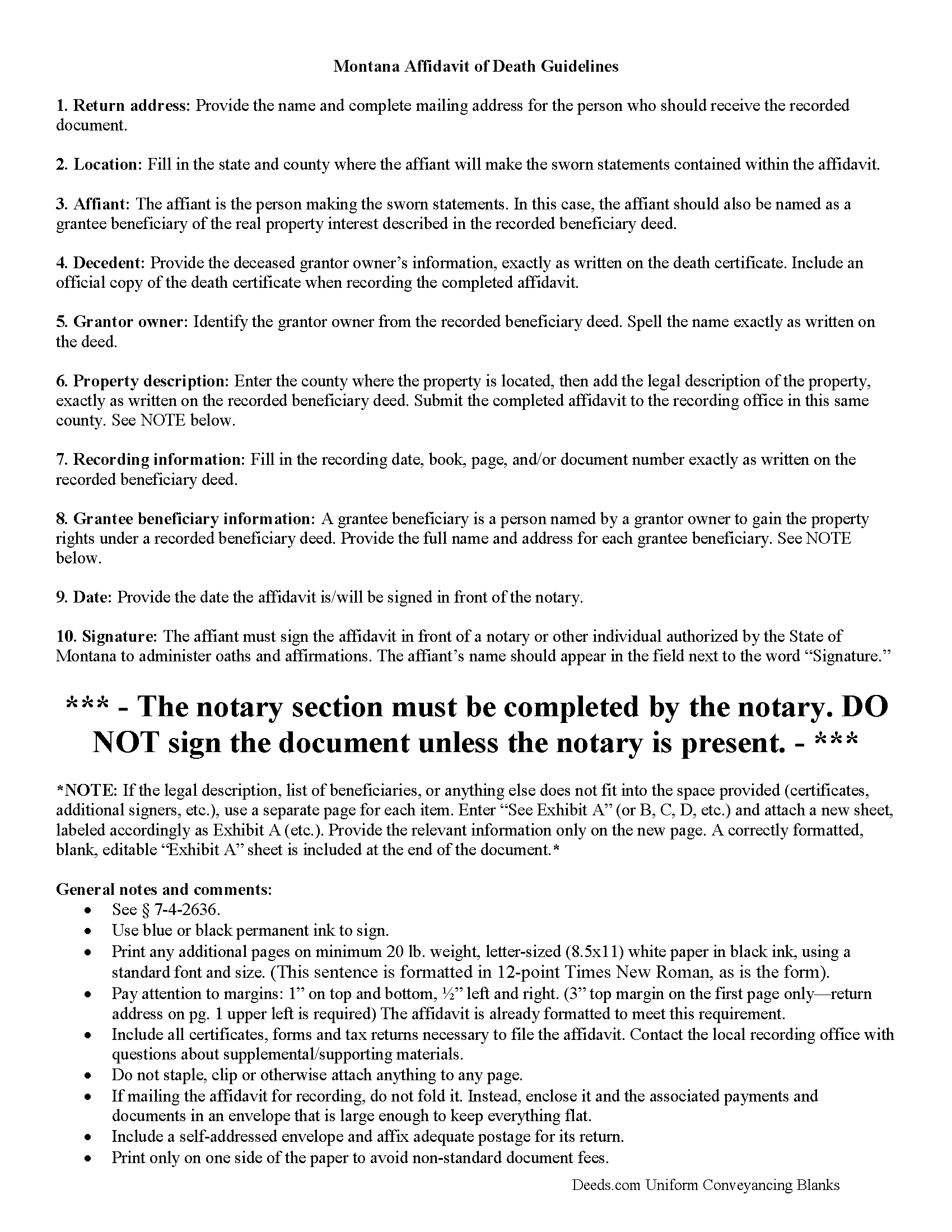 Mineral County Affidavit of Death Guide