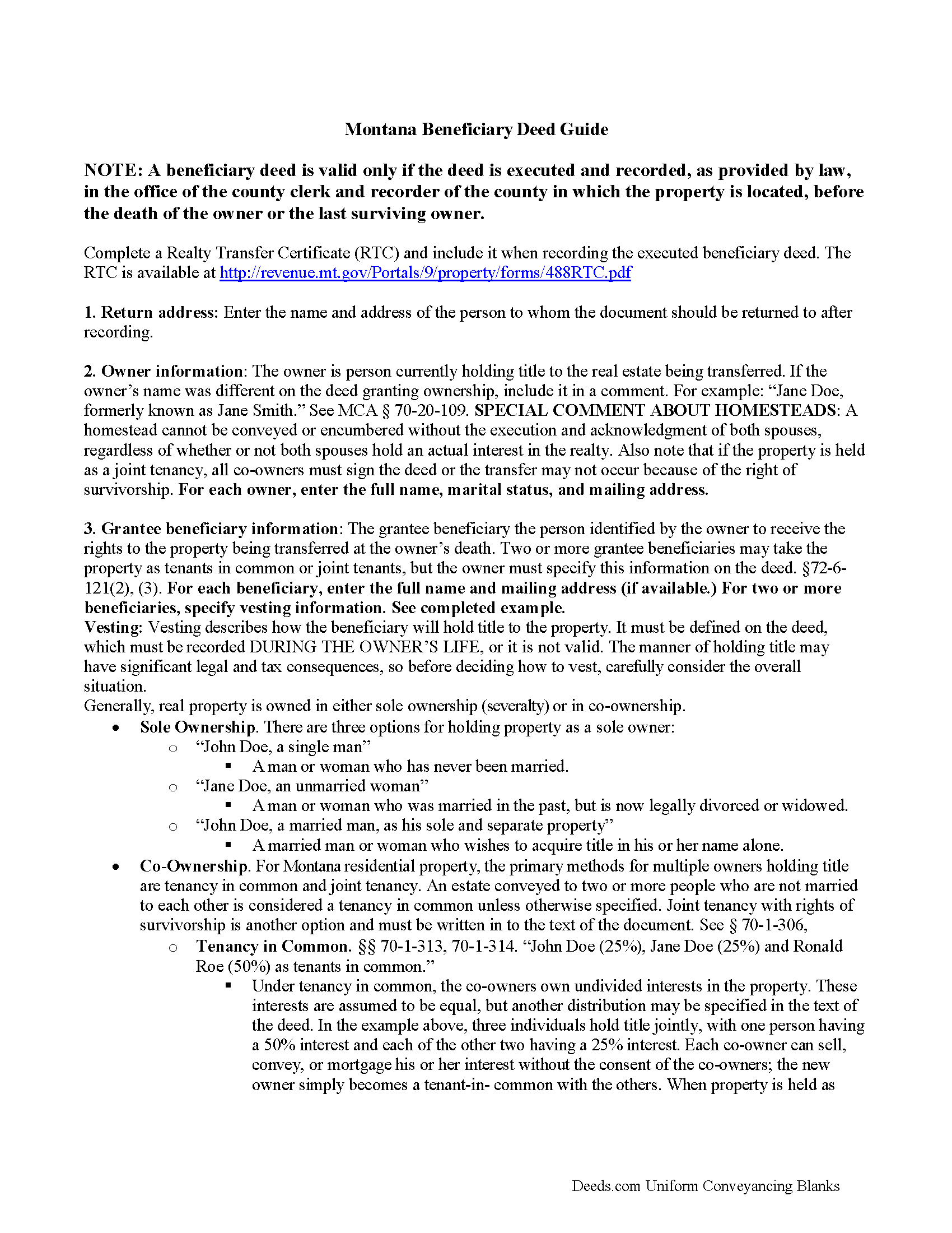 Mineral County Beneficiary Deed Guide