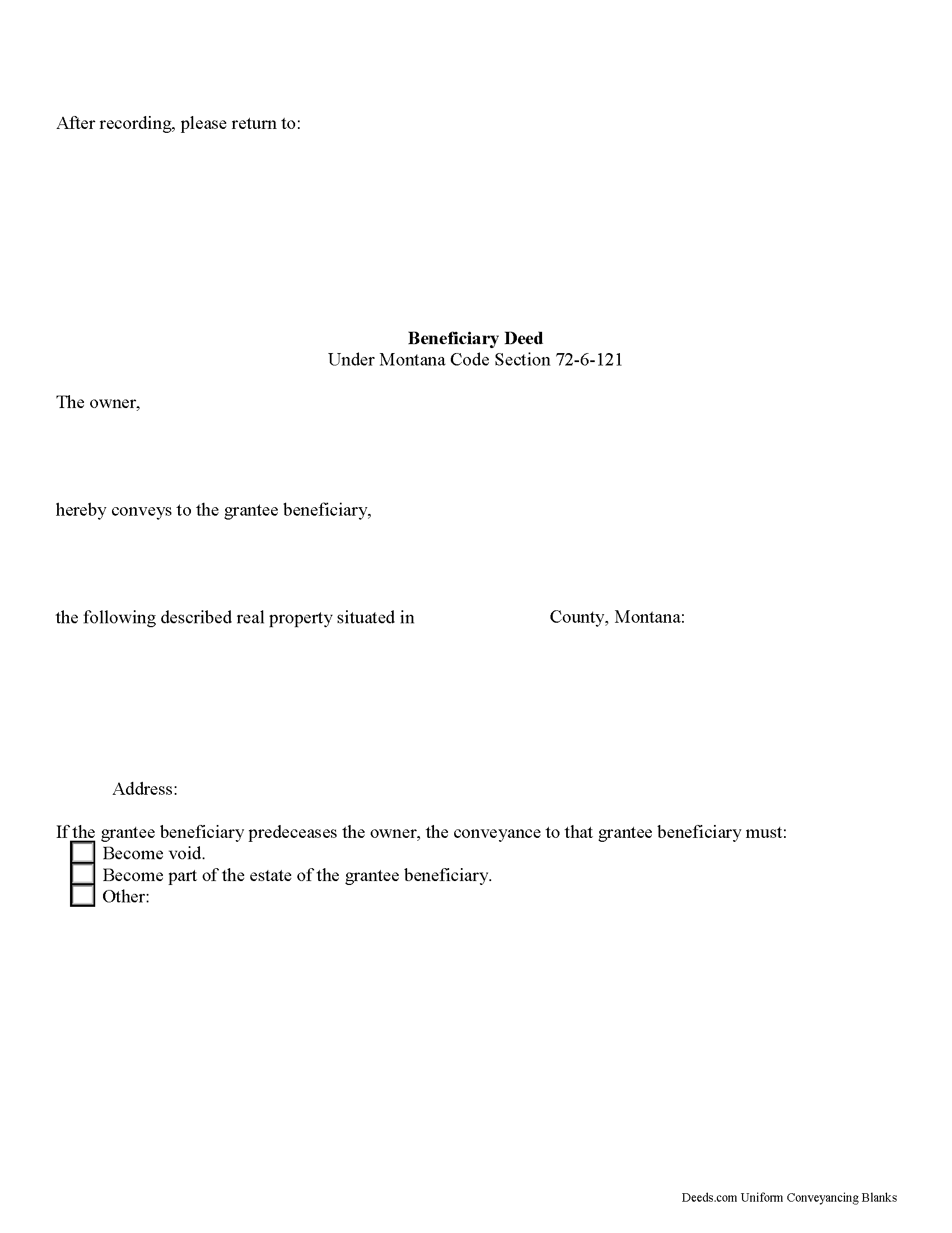 Mineral County Beneficiary Deed Form