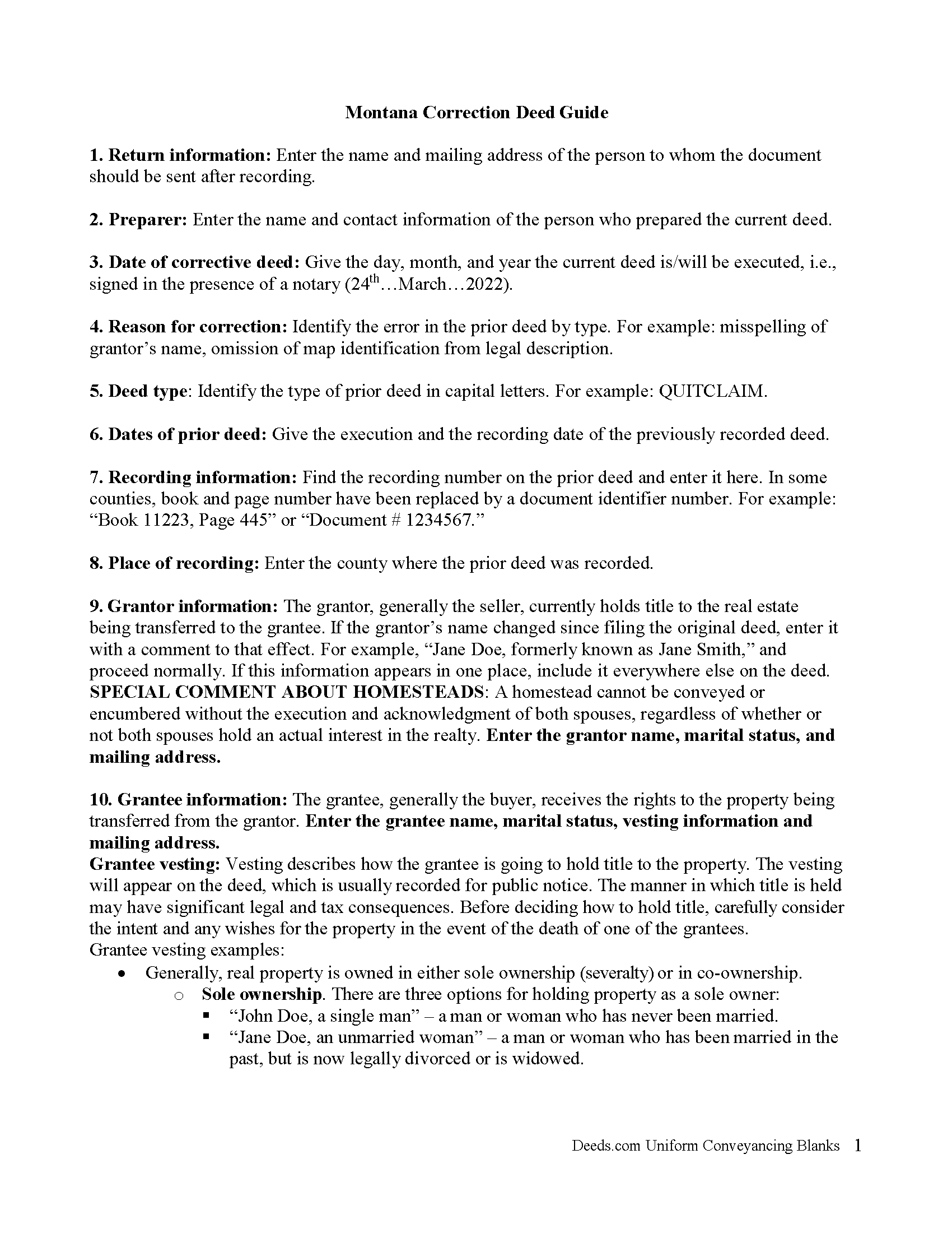 Powell County Correction Deed Guide