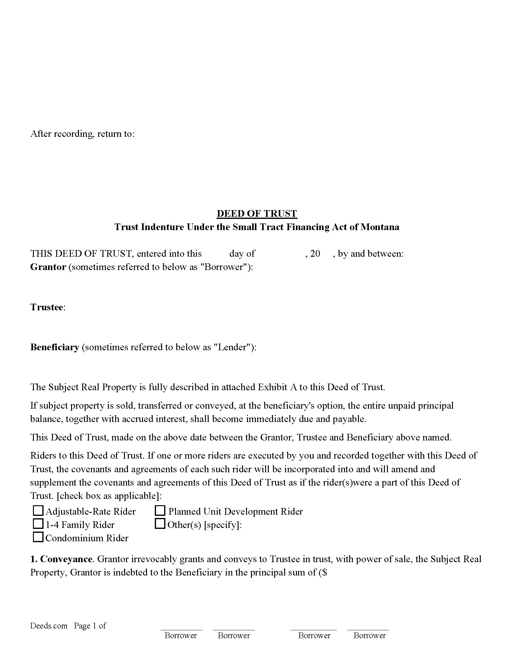 Mineral County Deed of Trust Form