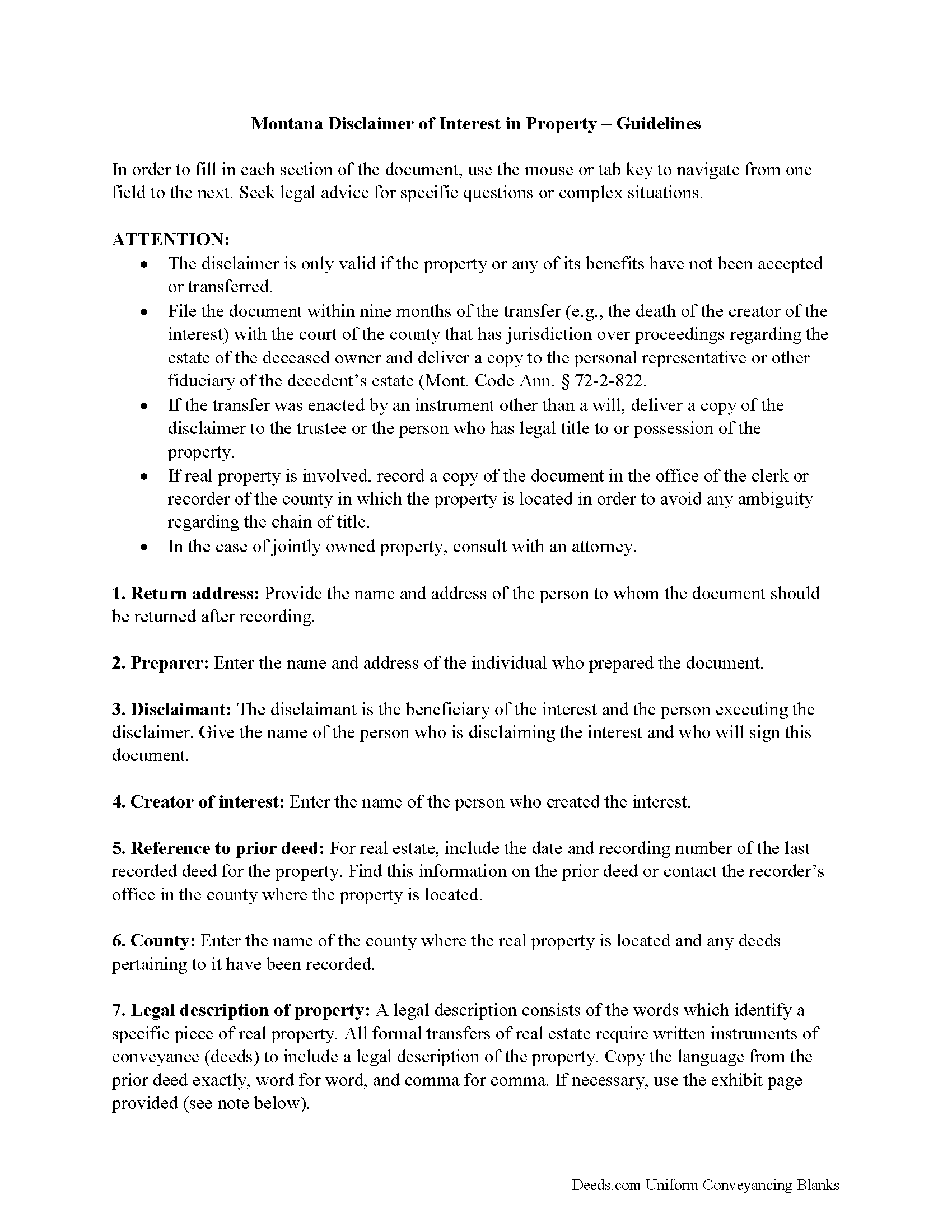 Mineral County Disclaimer of Interest Guide