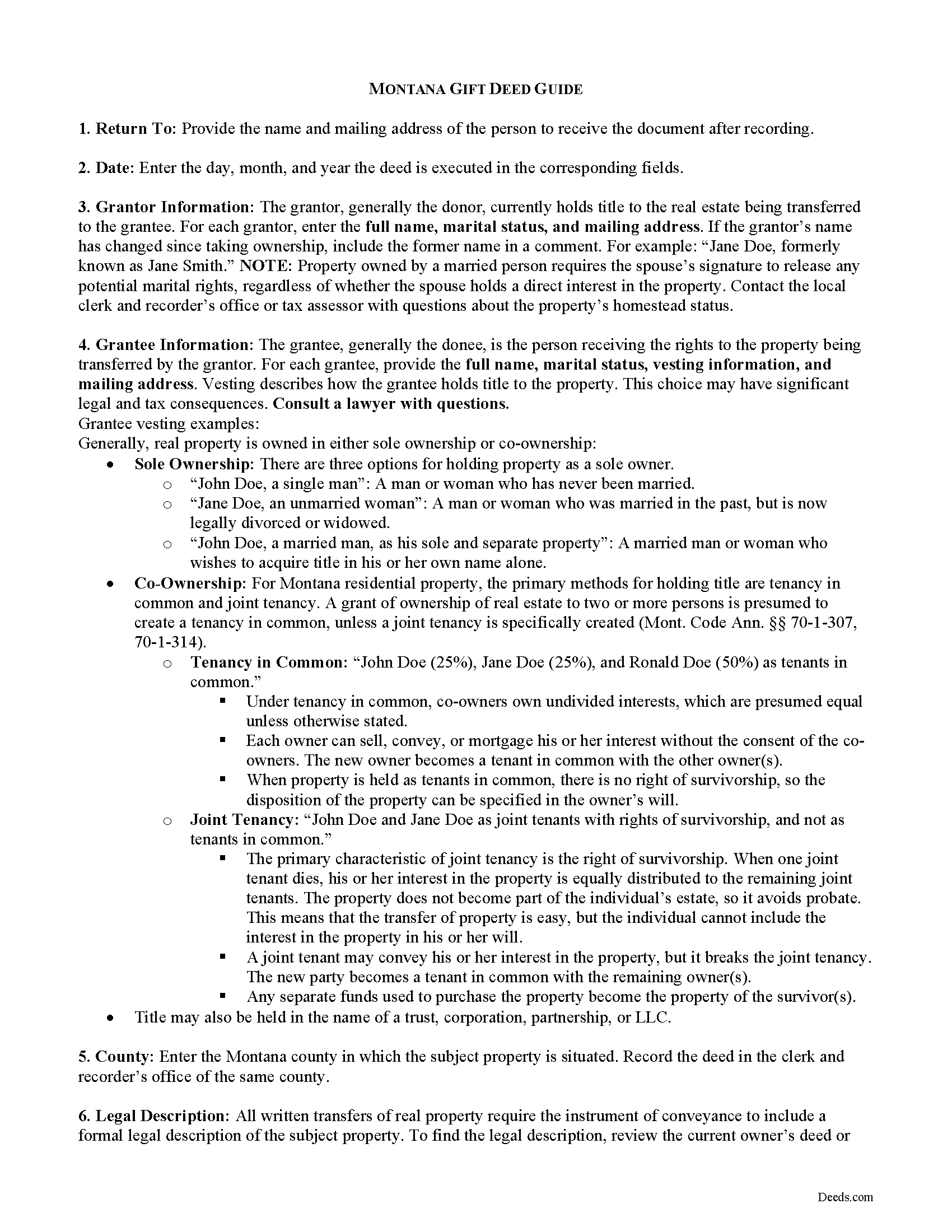 Powell County Gift Deed Guide