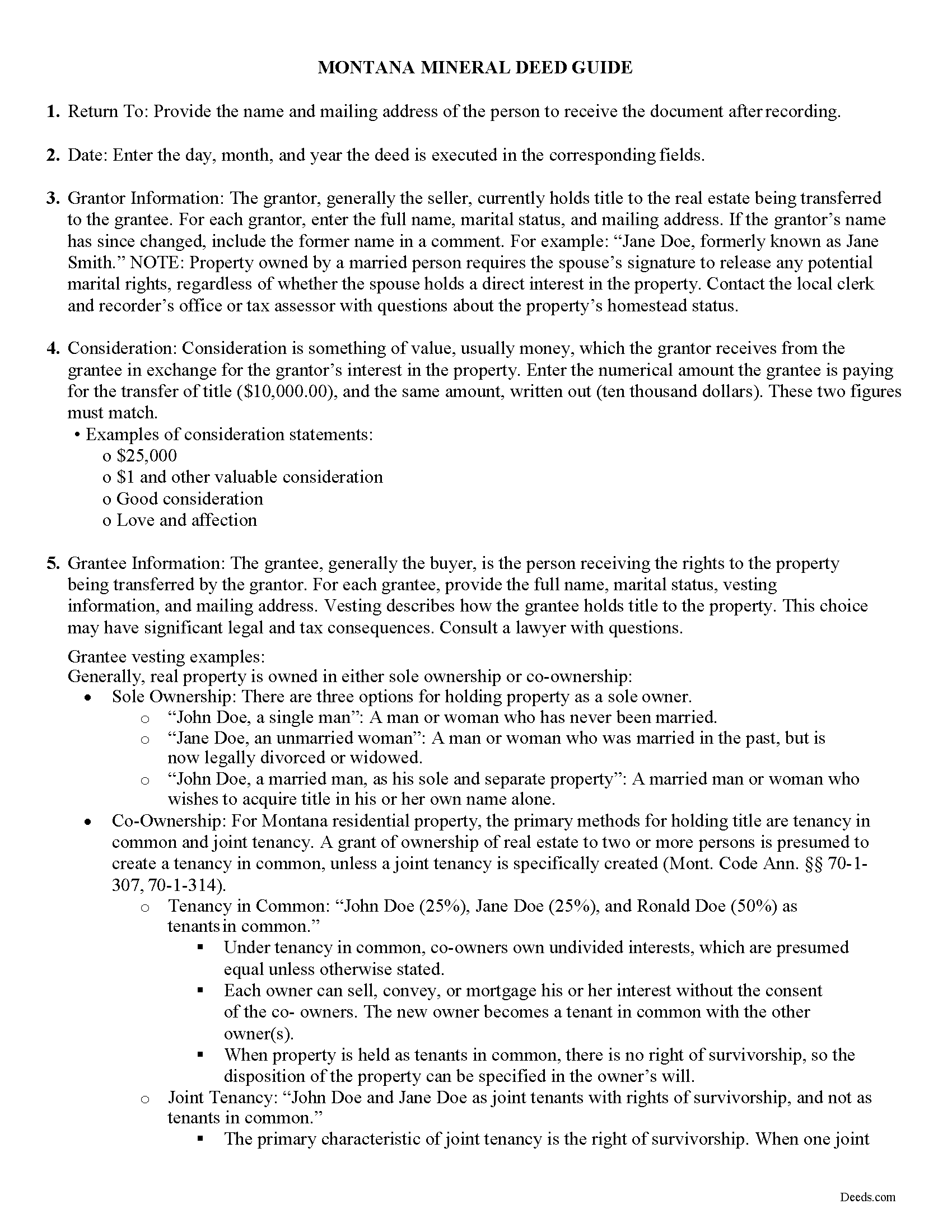Mineral County Mineral Deed with Quitclaim Covenants Guide