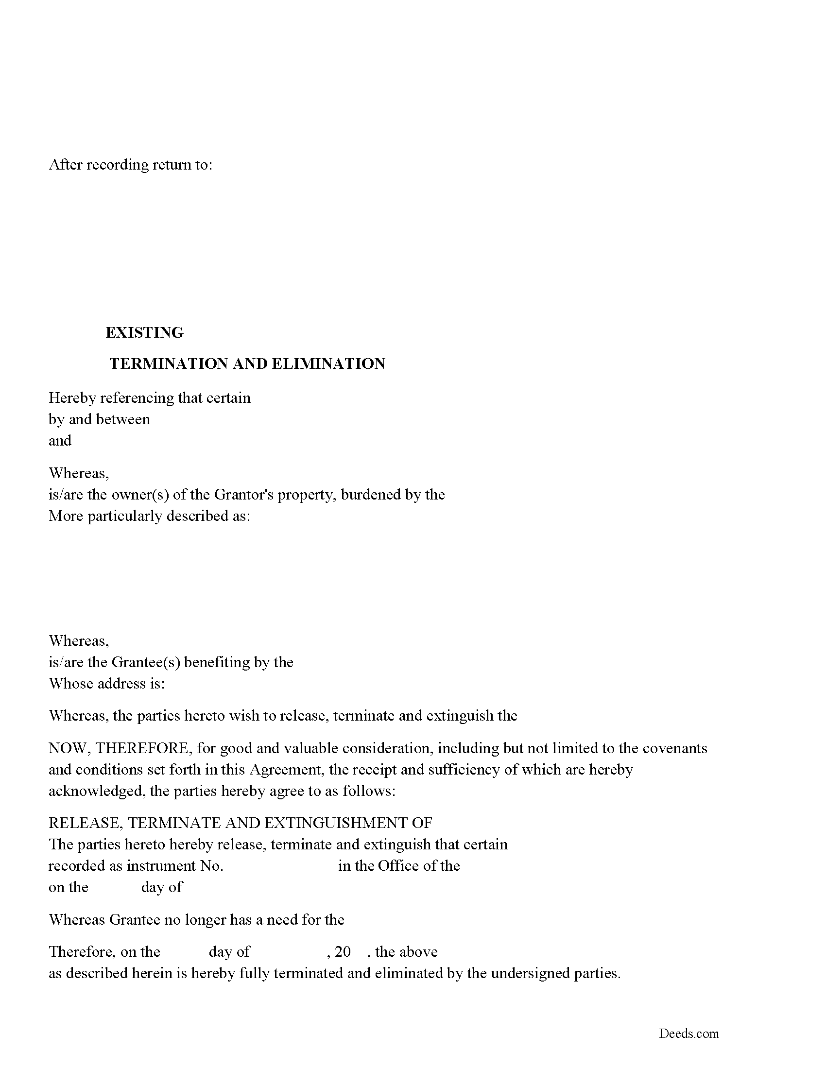 Montana Termination of Easement Image