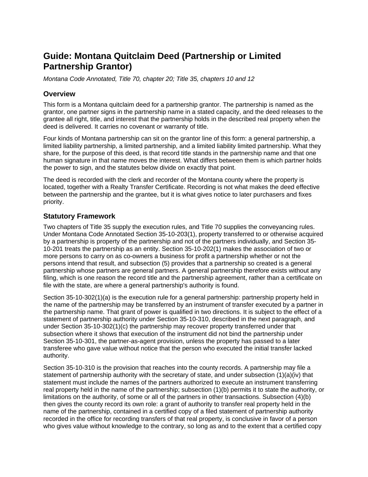 Carter County Quitclaim Deed (Partnership or Limited Partnership Grantor) Guide