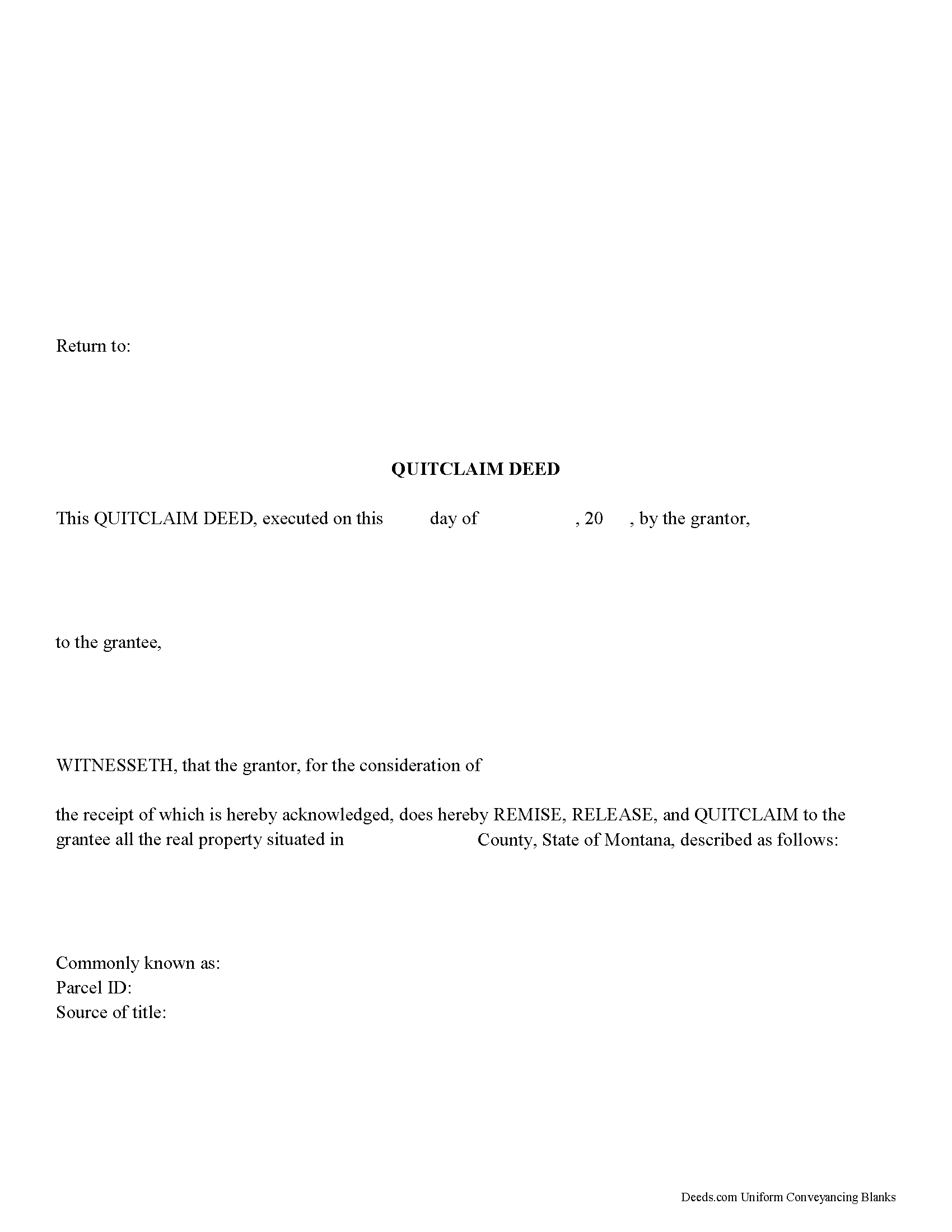 Powell County Quitclaim Deed Form
