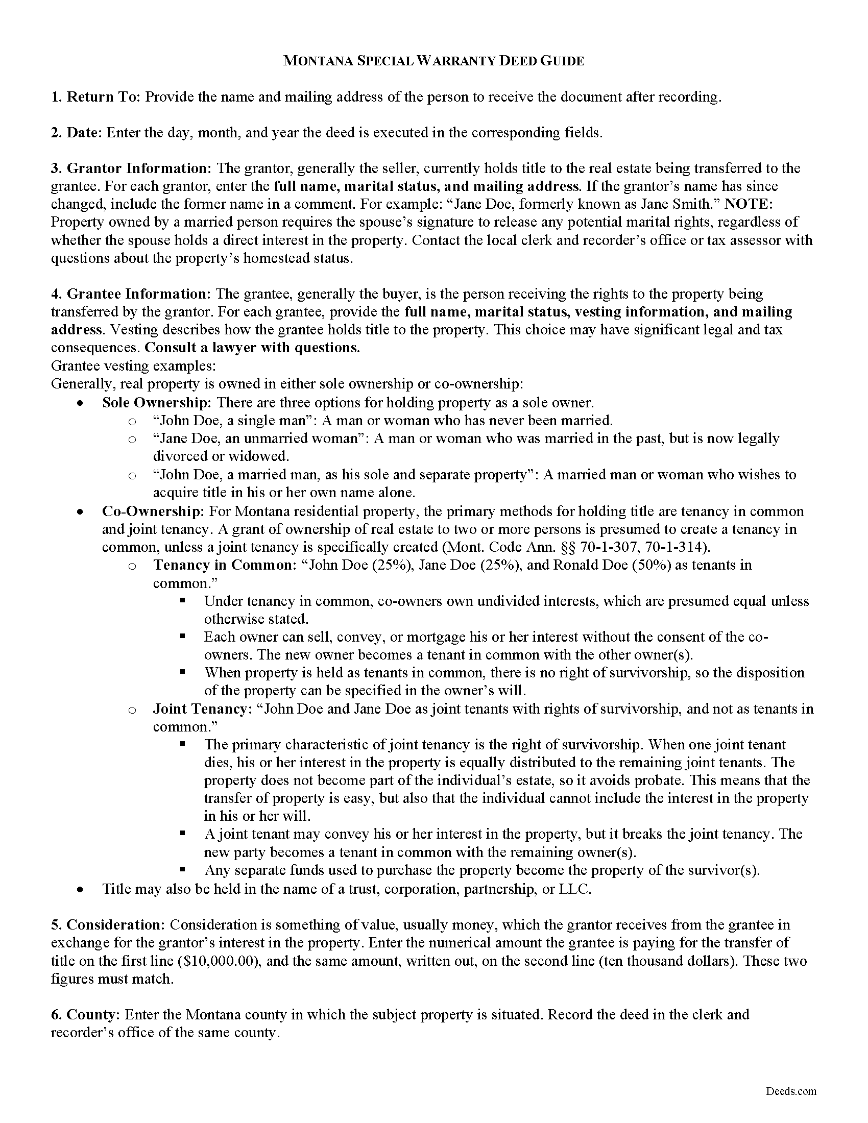 Powell County Special Warranty Deed Guide