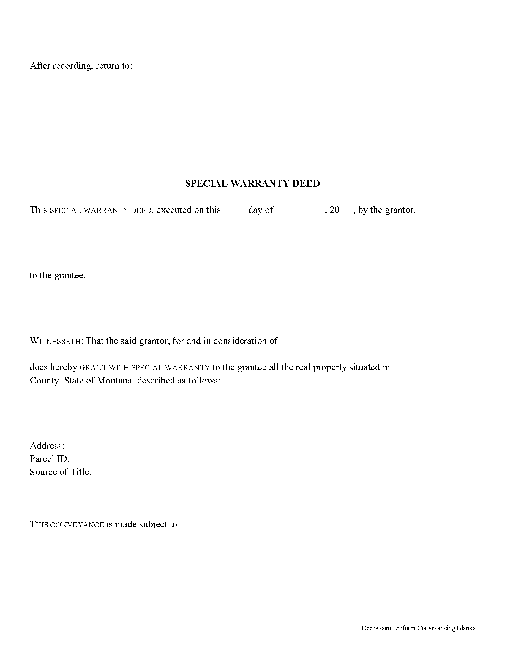 Powell County Special Warranty Deed Form