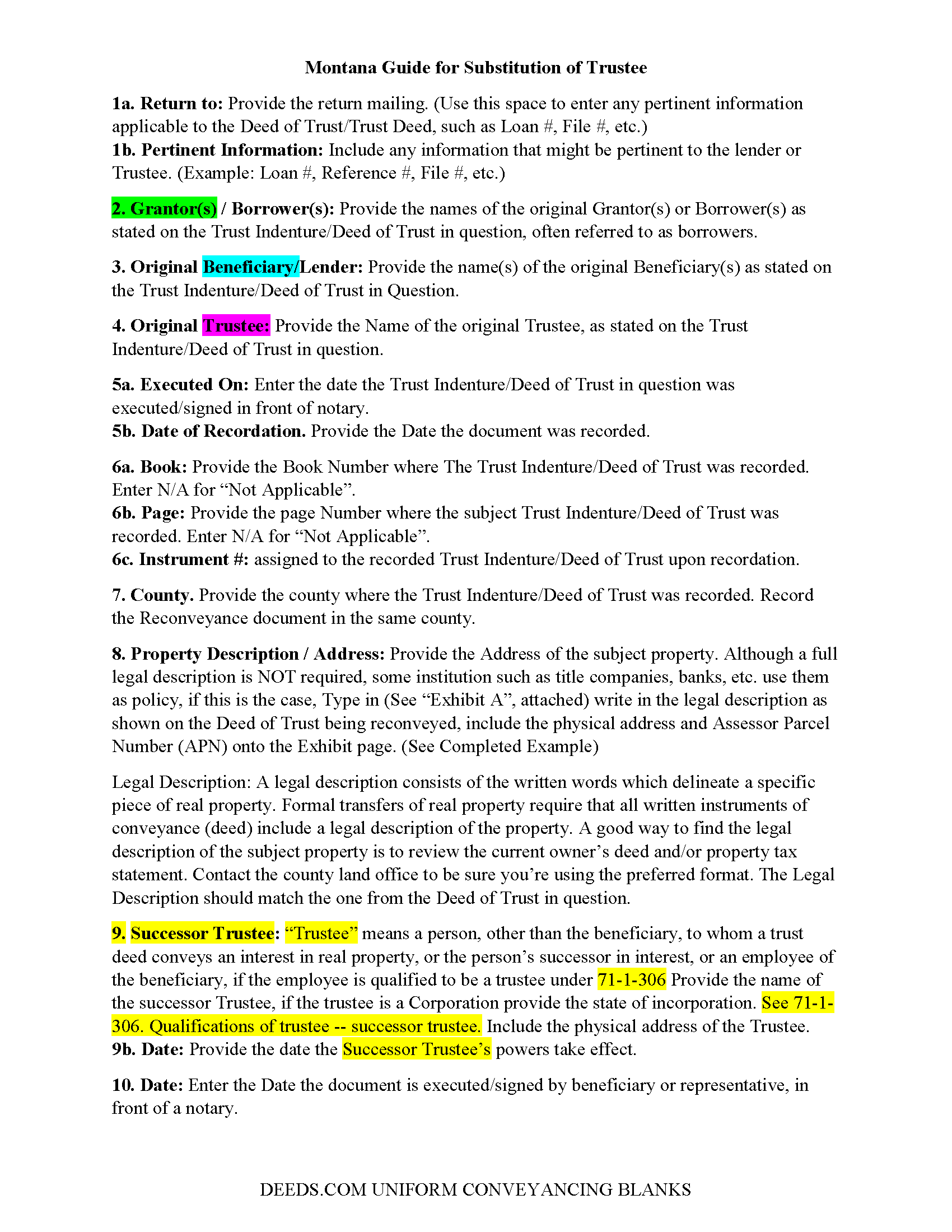 Powell County Substitution of Trustee Guidelines
