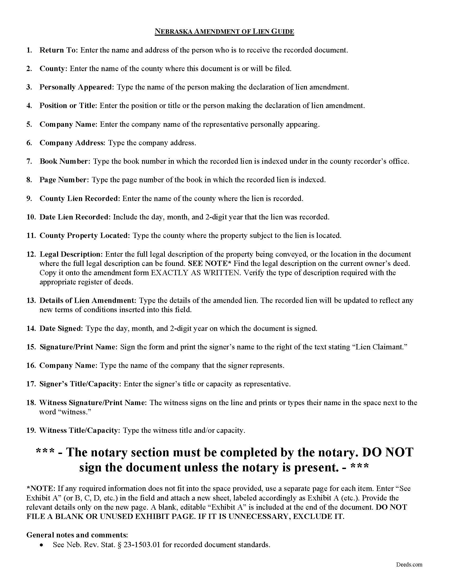 Cuming County Construction Lien Amendment Guide