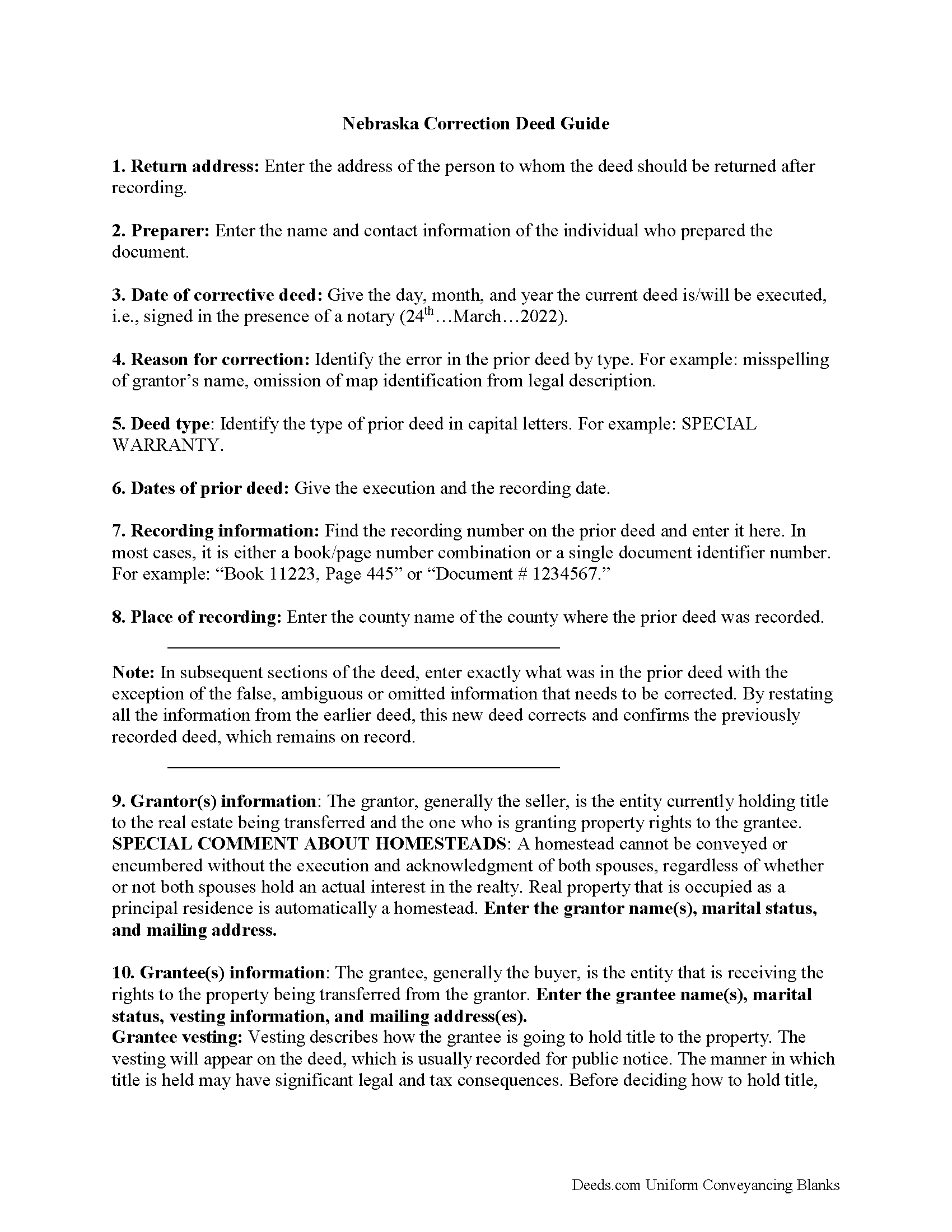 Saunders County Correction Deed Guide