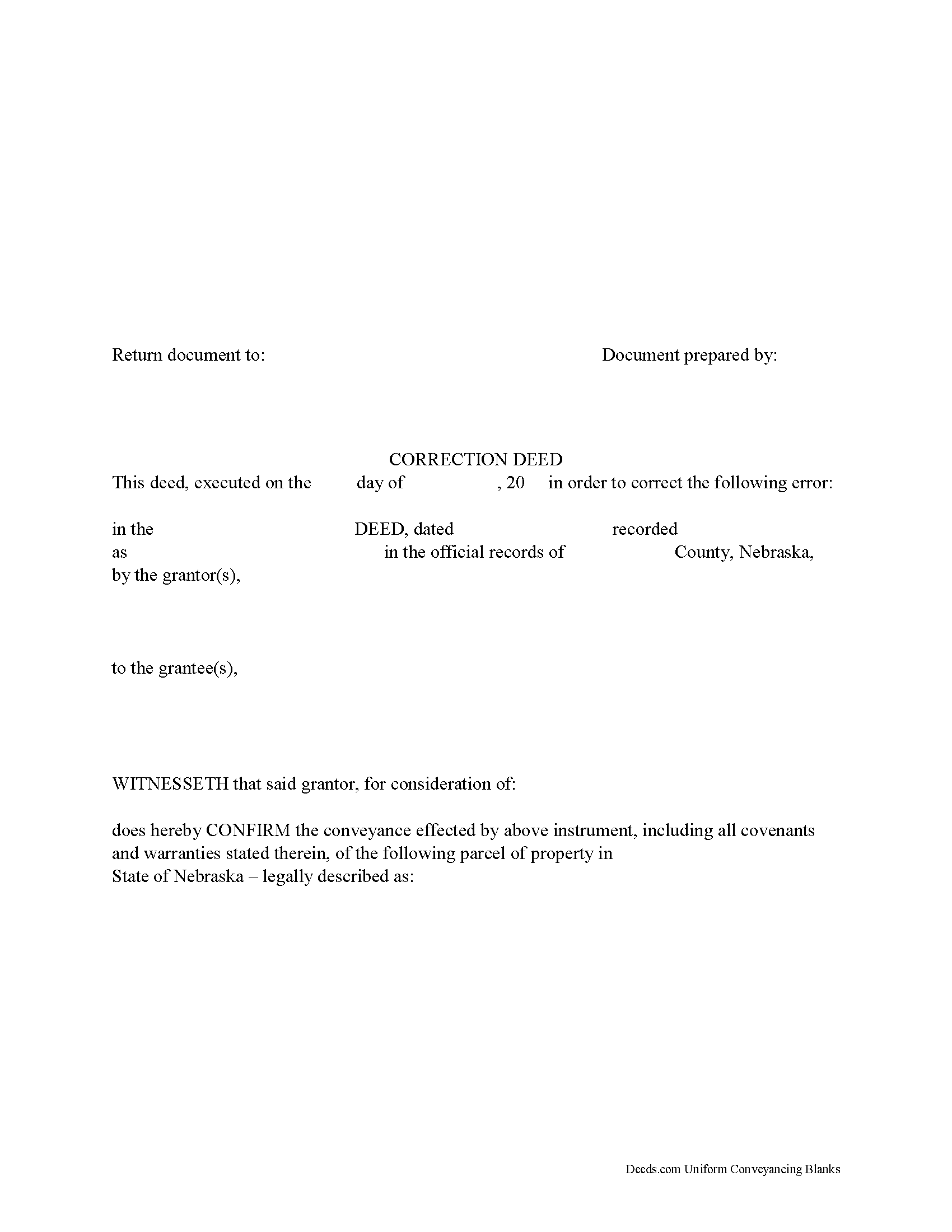 Saunders County Correction Deed Form