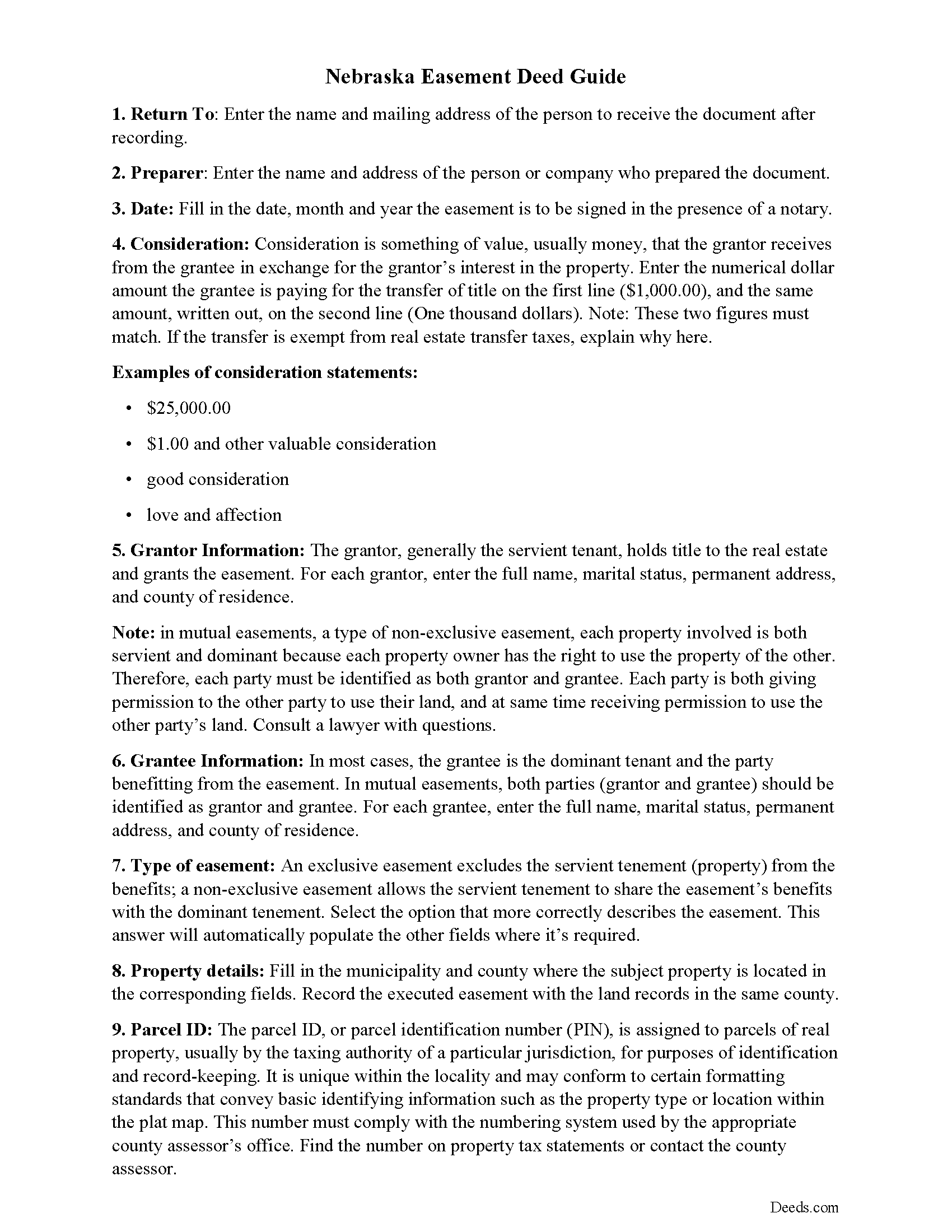 Saunders County Easement Deed Guide