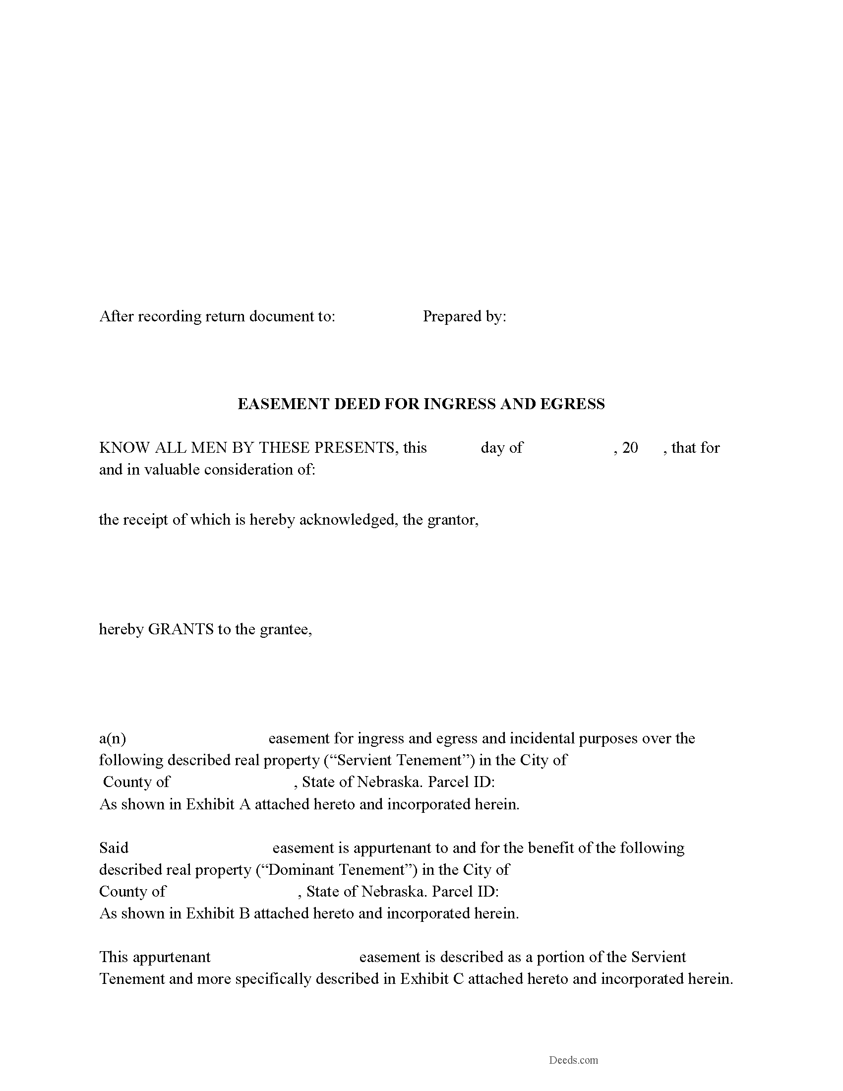Saunders County Easement Deed Form
