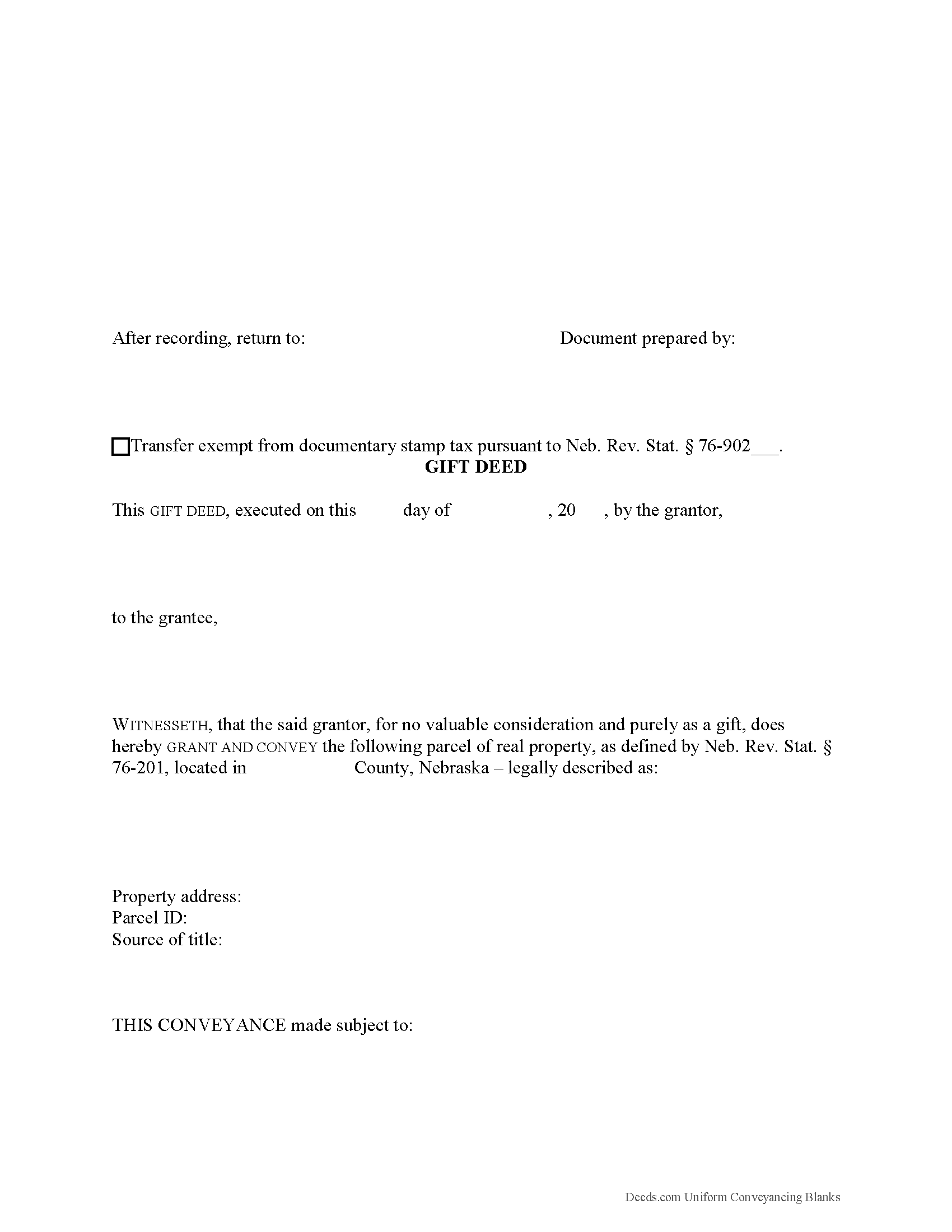 Saunders County Gift Deed Form