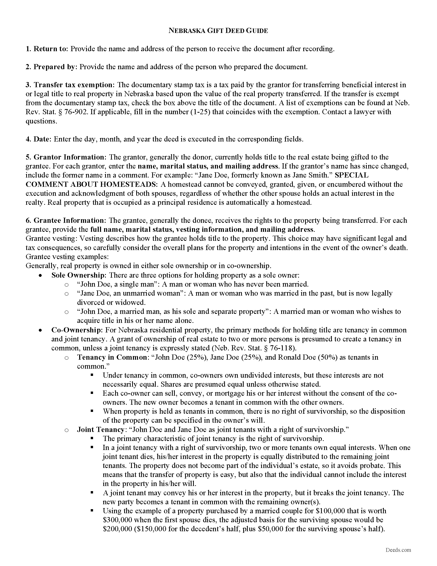 Saunders County Gift Deed Guide