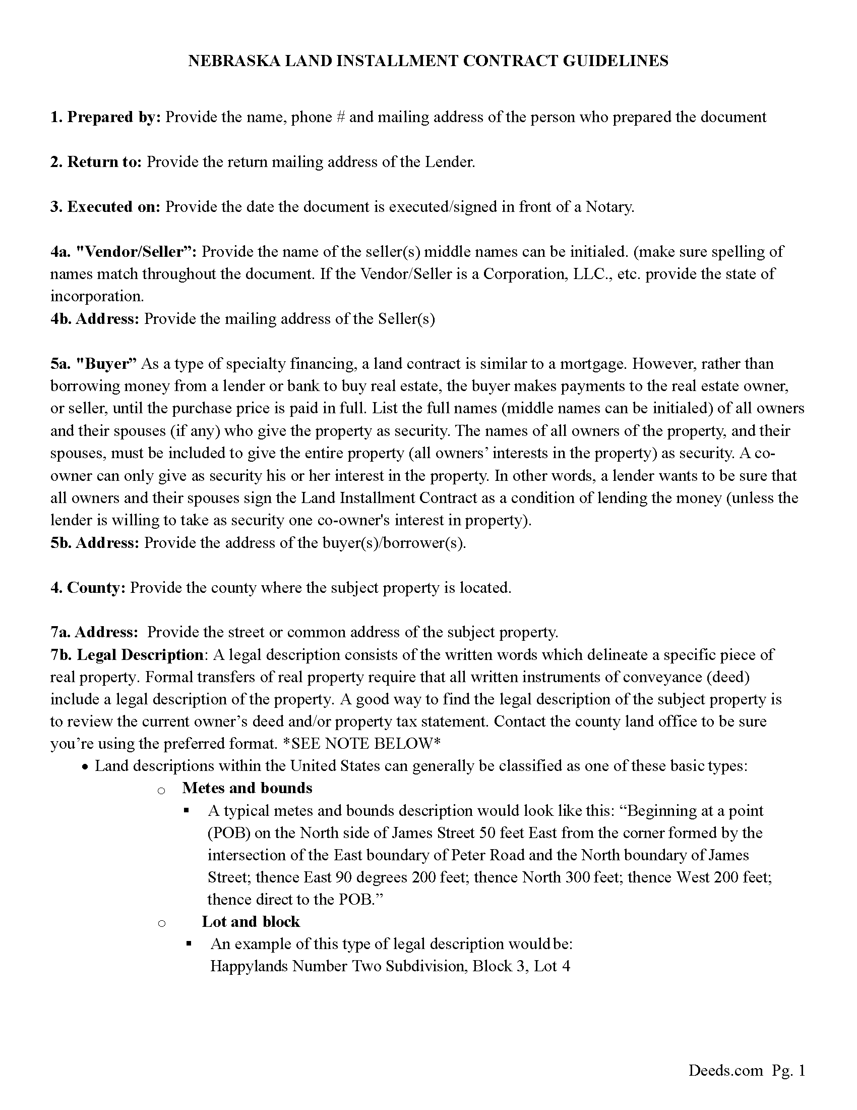Cuming County Land Contract Guide