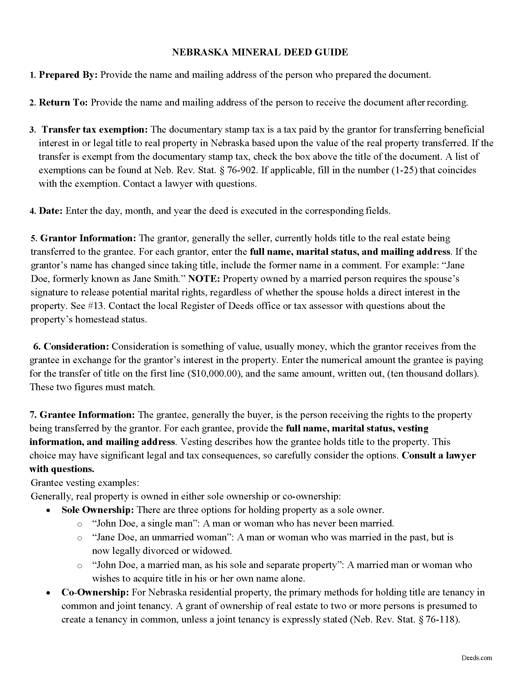 Dundy County Mineral Deed with Quitclaim Guide