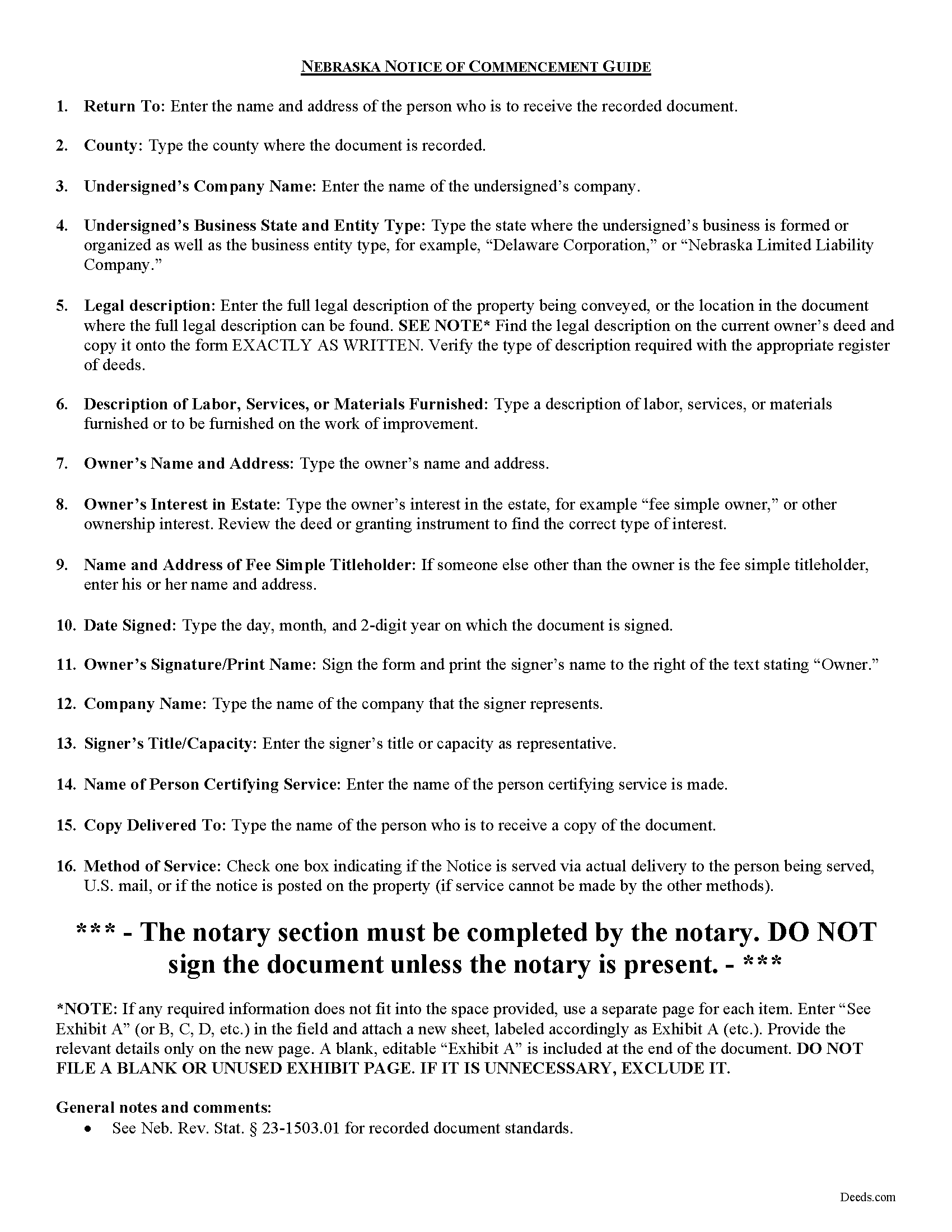 Cuming County Notice of Commencement Guide