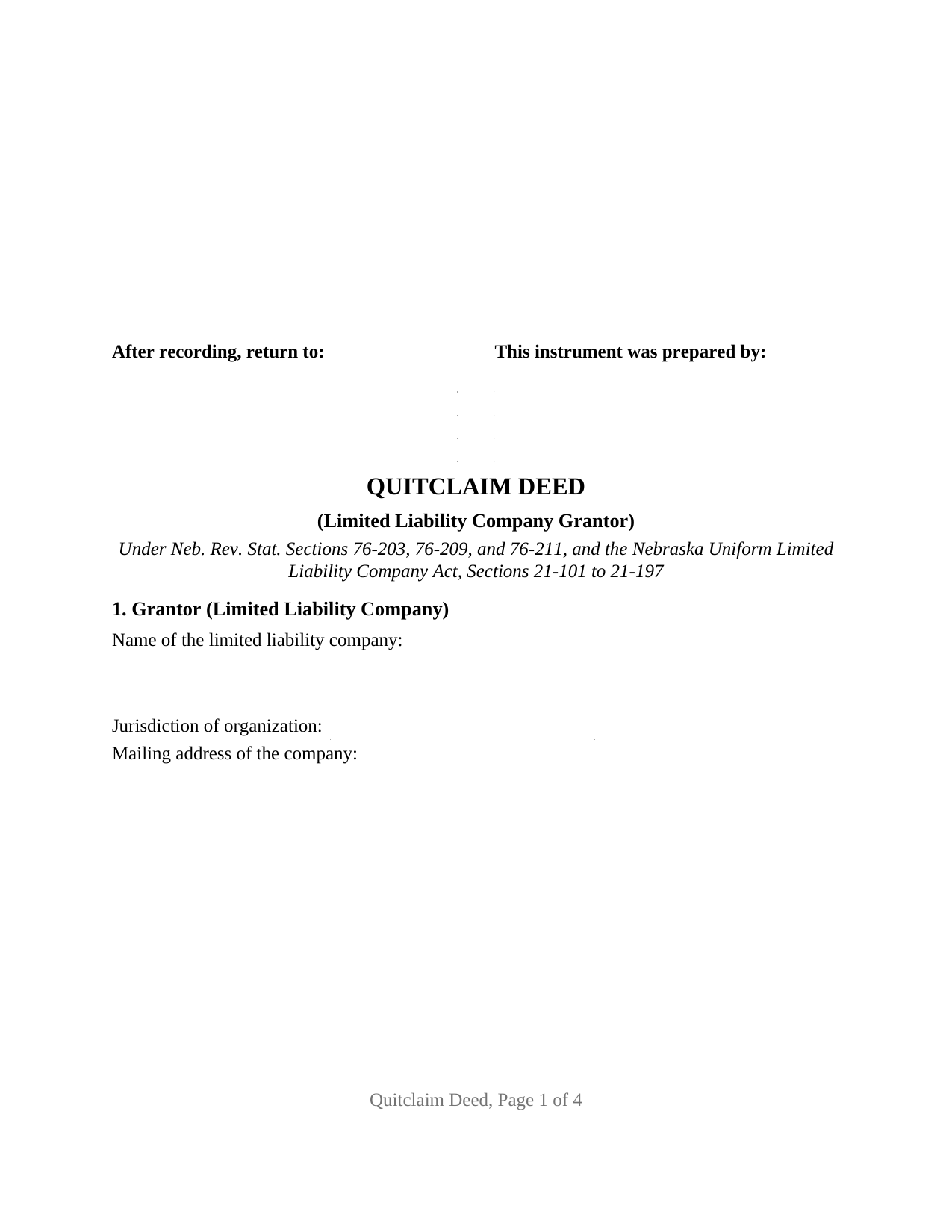 Boyd County Quitclaim Deed (LLC Grantor) Form