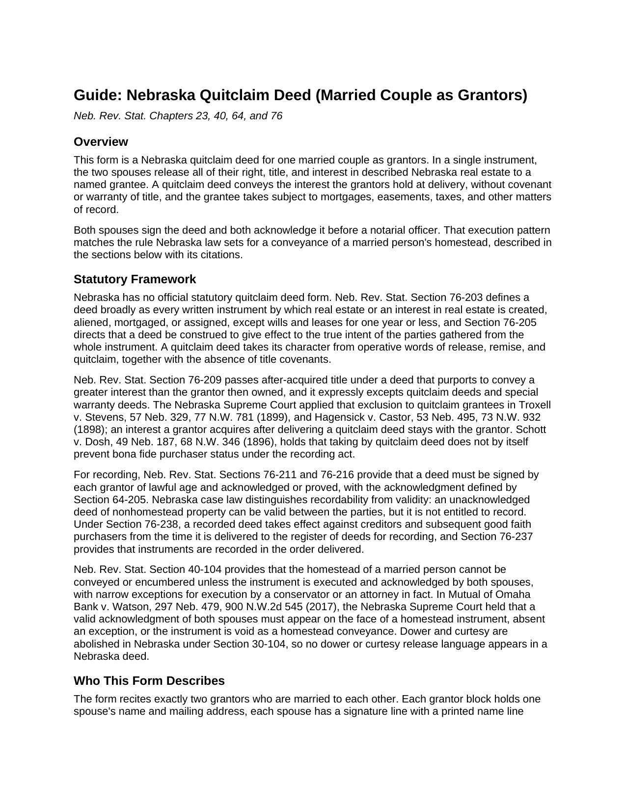 Garfield County Quitclaim Deed (Married Couple as Grantors) Guide