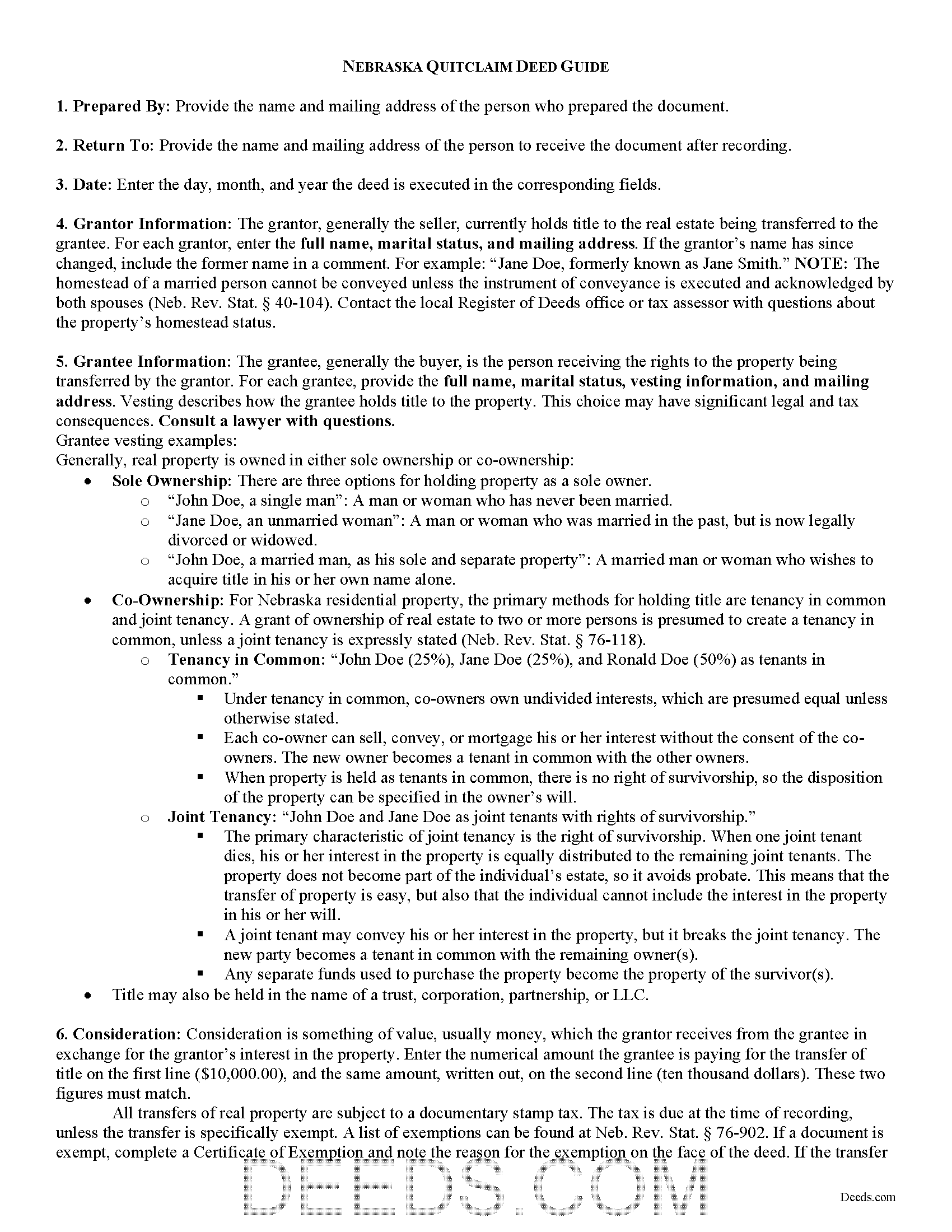 Cuming County Quitclaim Deed Guide