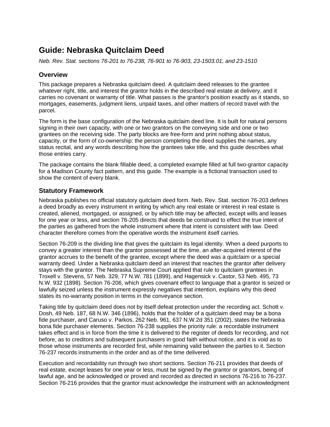 Richardson County Quitclaim Deed Guide