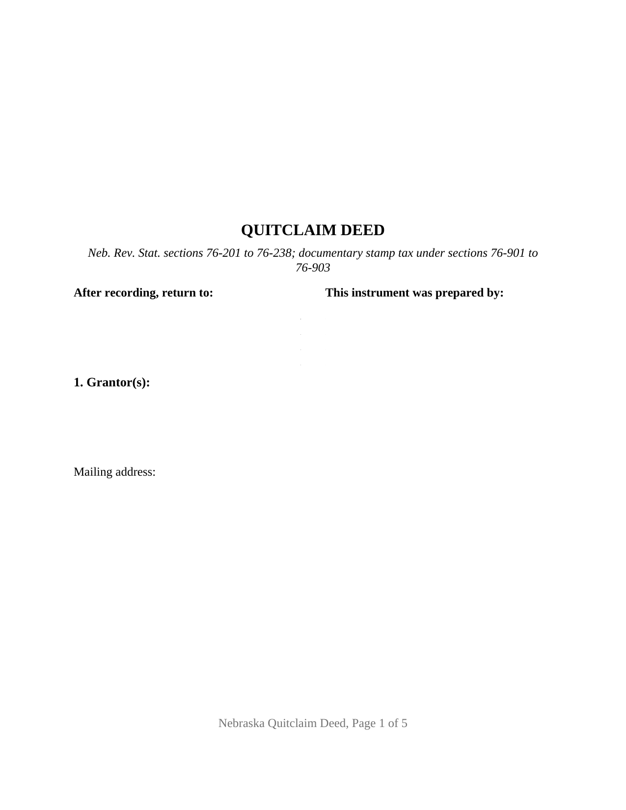 Richardson County Quitclaim Deed Form