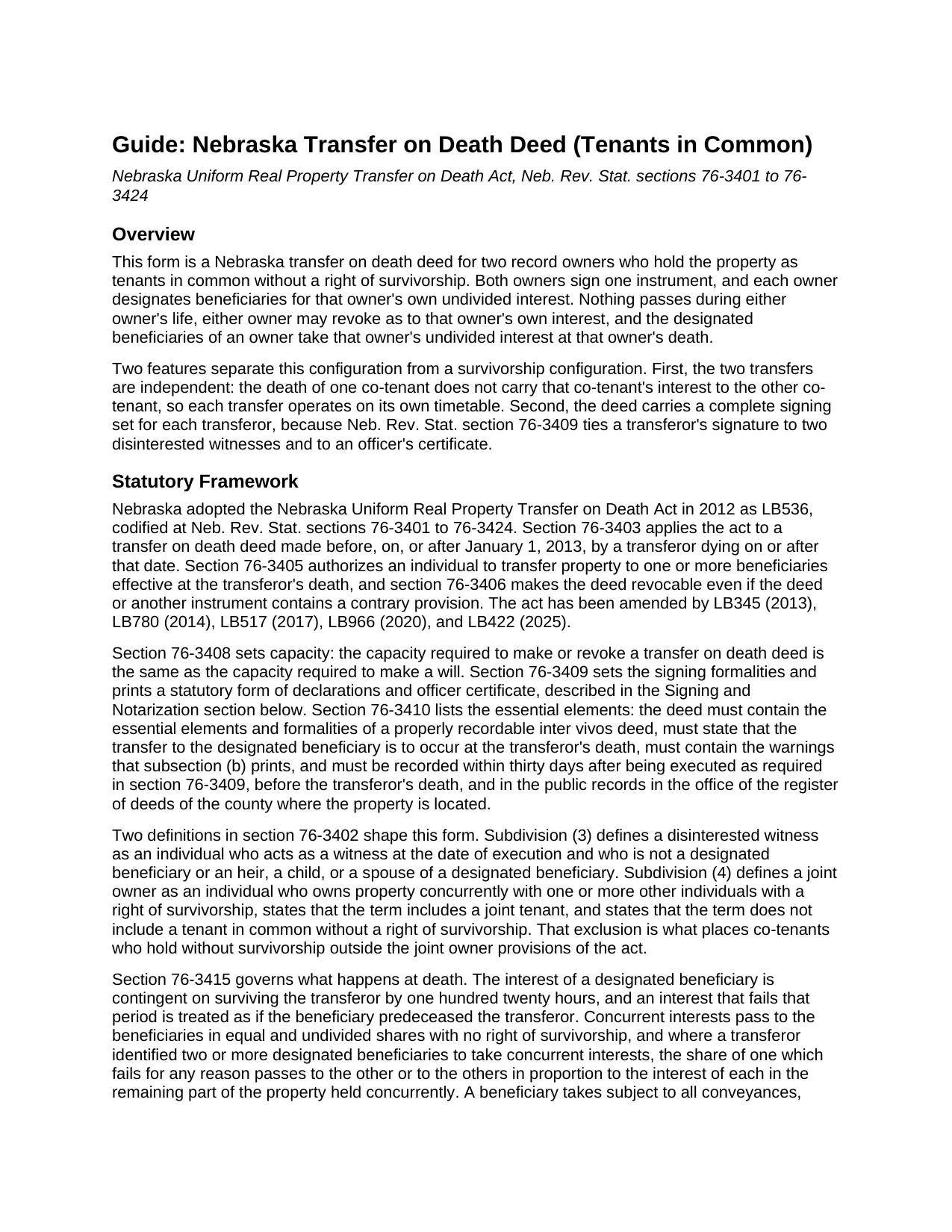 Boone County Transfer on Death Deed (Tenants in Common) Guide