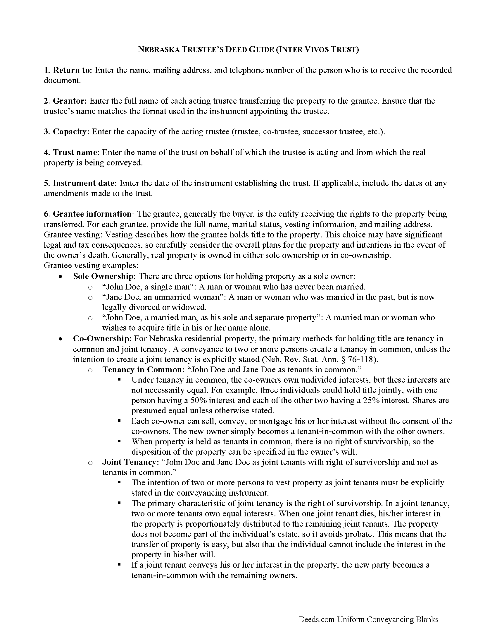 Cuming County Trustee Deed Guide