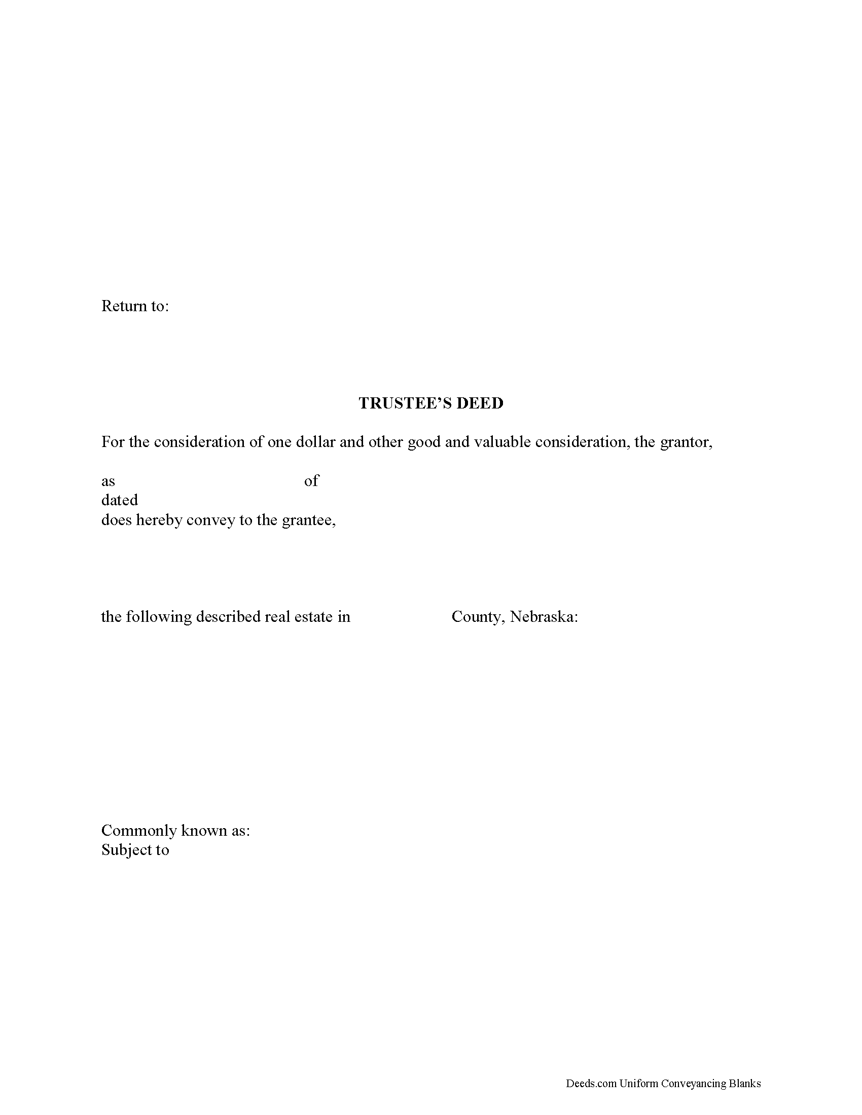 Cuming County Trustee Deed Form