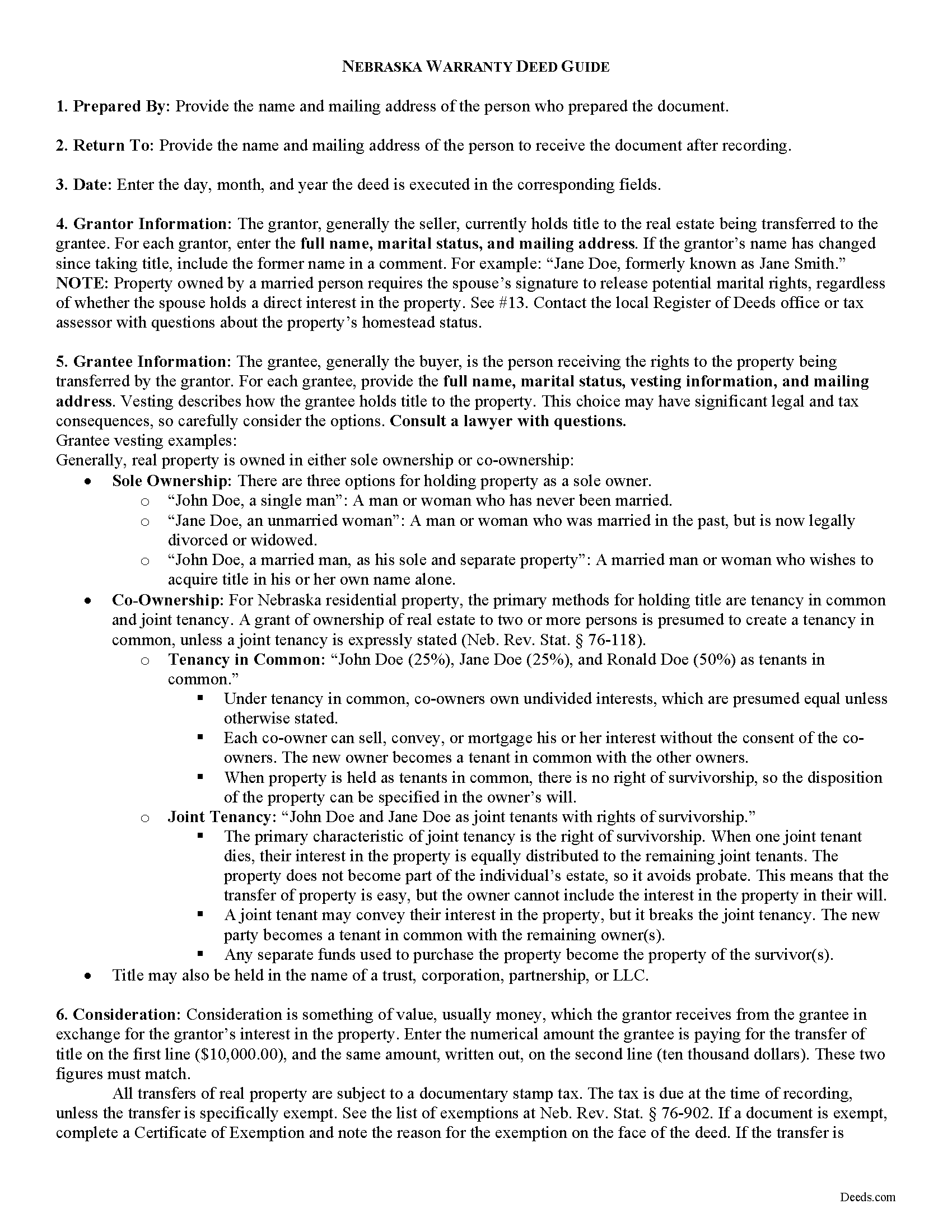 Cuming County Warranty Deed Guide