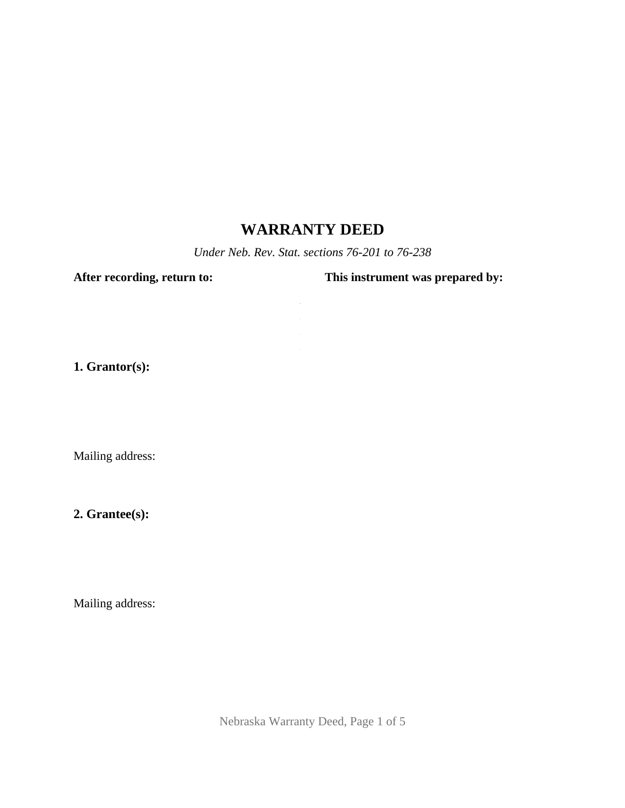Colfax County Warranty Deed Form