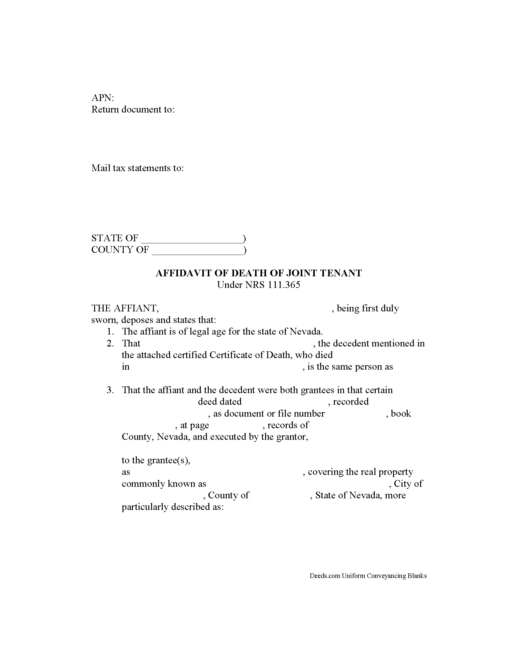 Clark County Affidavit of Death <a href=