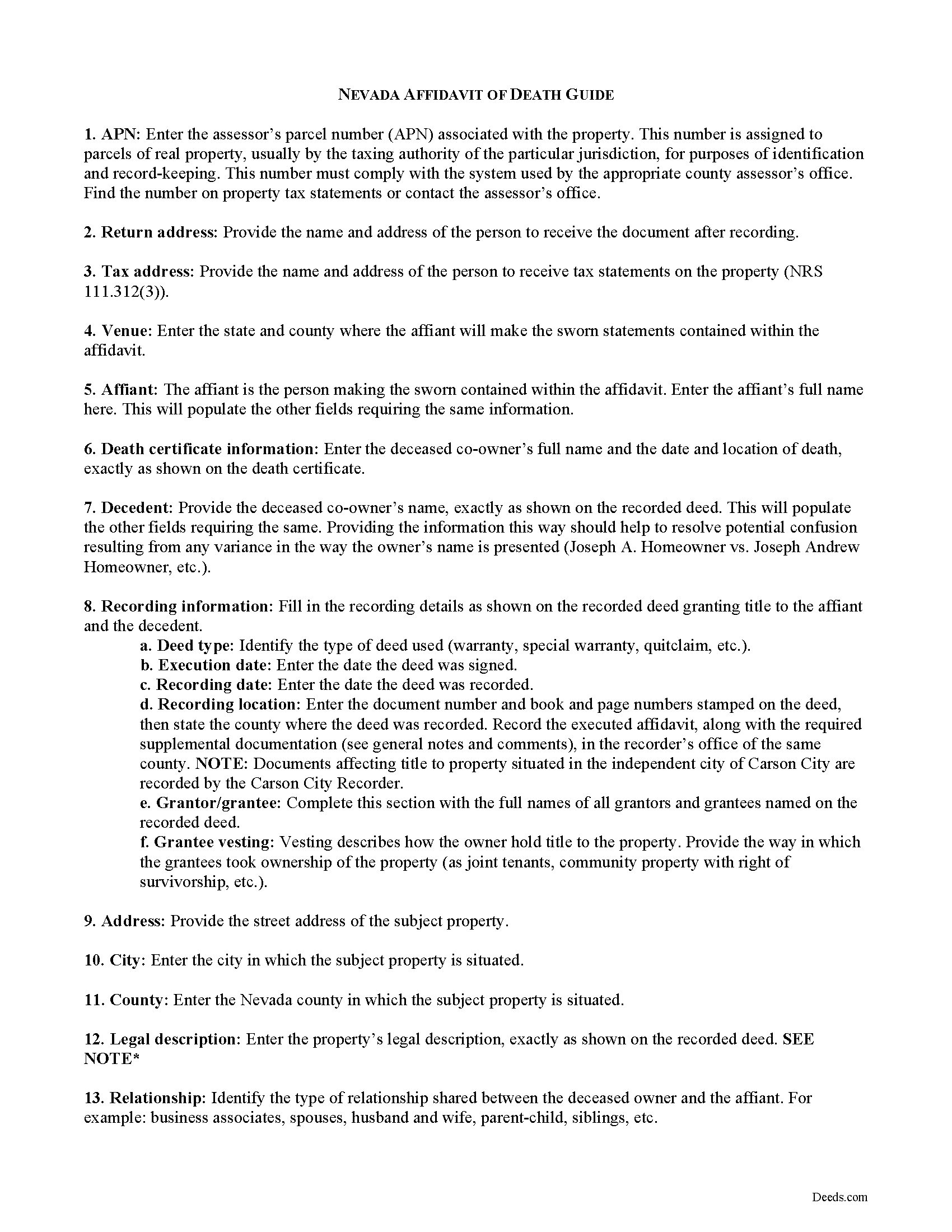 Clark County Affidavit of Death <a href=