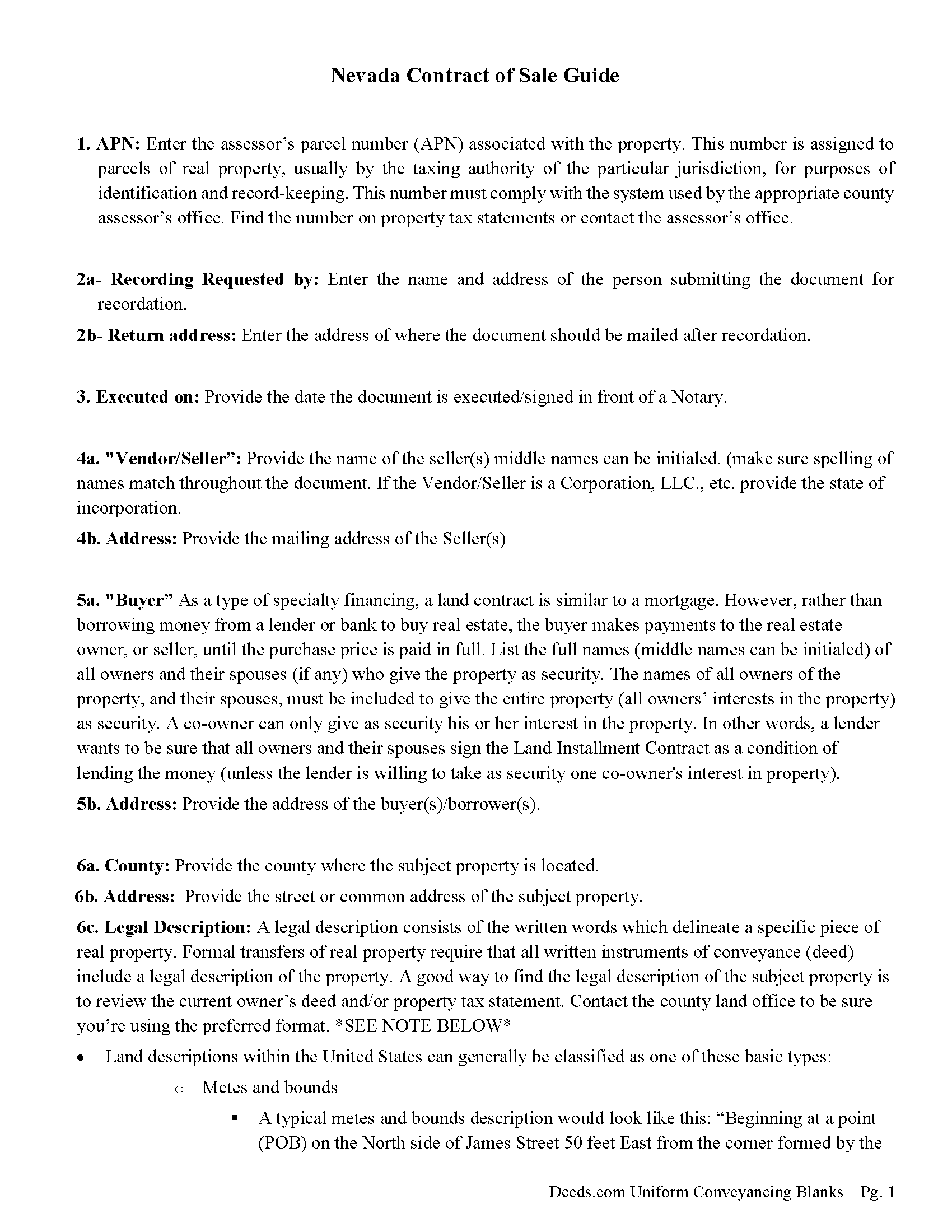 Carson City Contract of Sale Guide