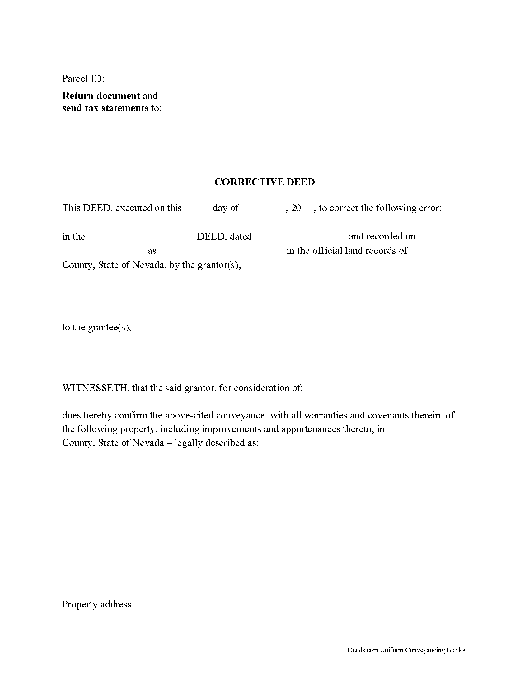 Lincoln County Correction Deed Form