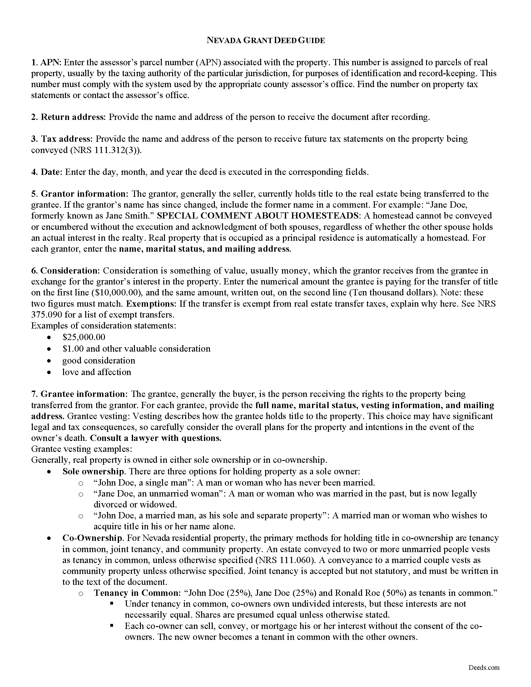 Nye County Grant Deed Guide