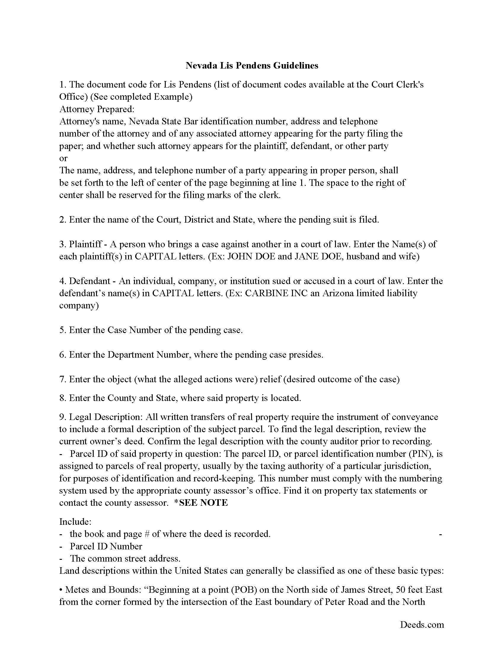 Nye County Lis Pendens Guide