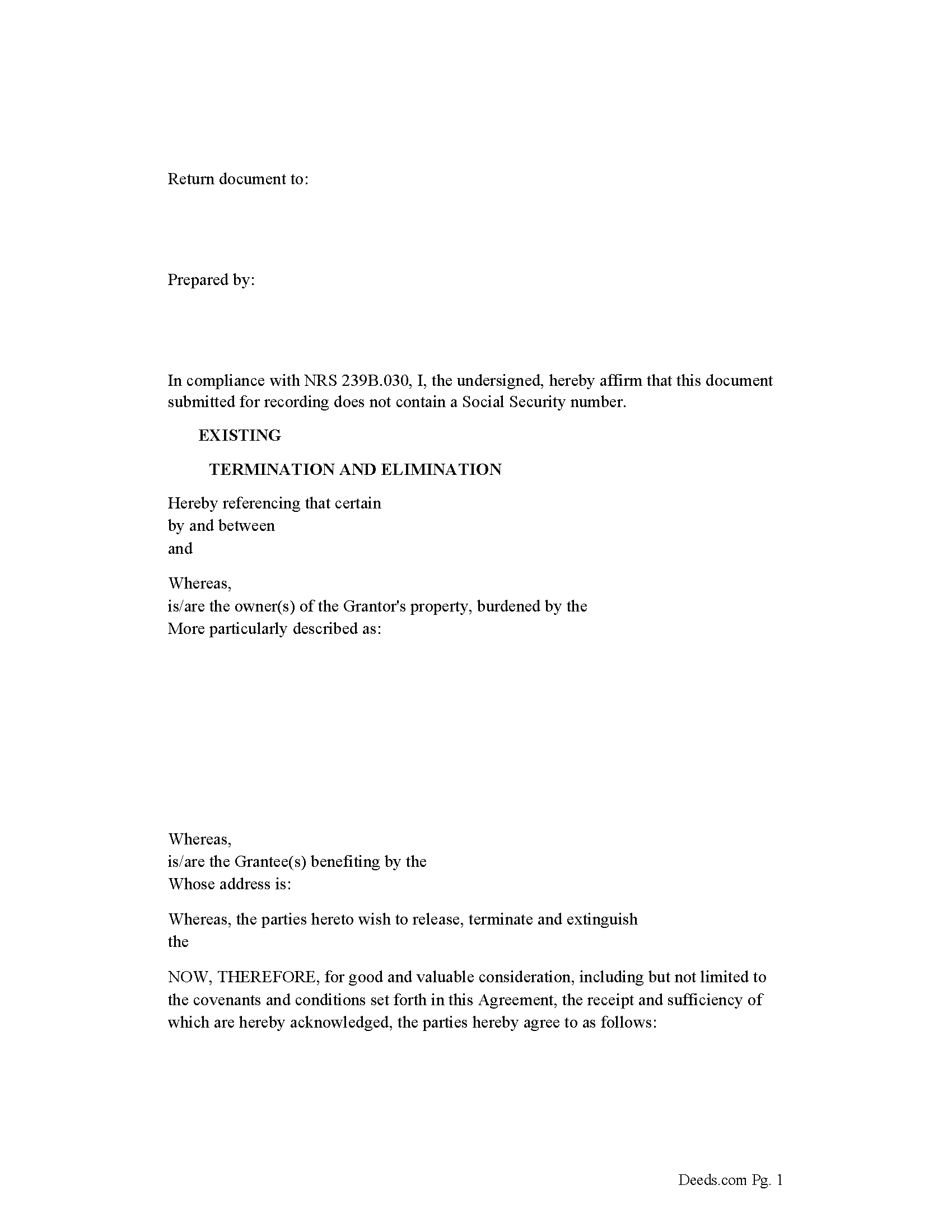Nevada Termination of Easement Image