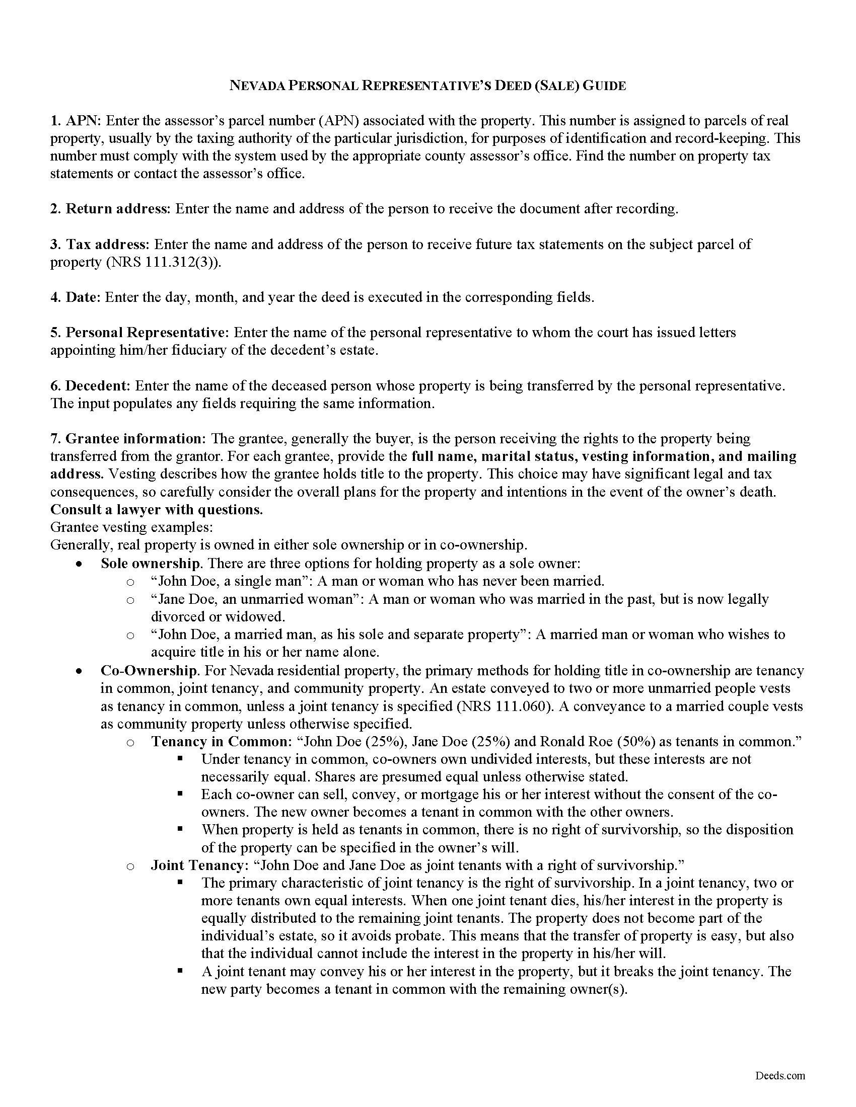 Lincoln County Personal Representative Deed of Sale Guide