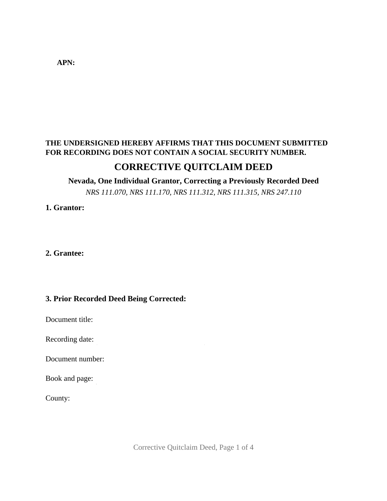 Lincoln County Quitclaim Deed (Corrective) Form