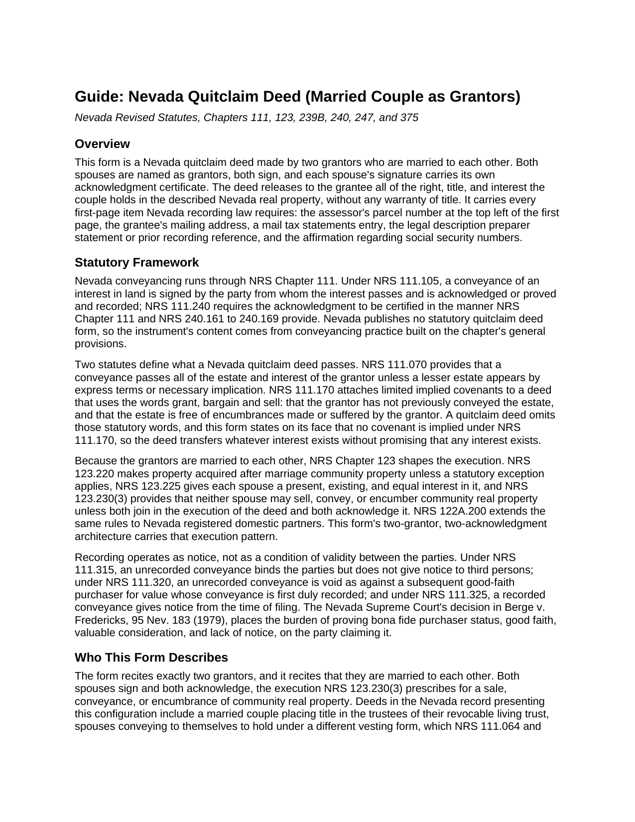 Douglas County Quitclaim Deed (Married Couple as Grantors) Guide