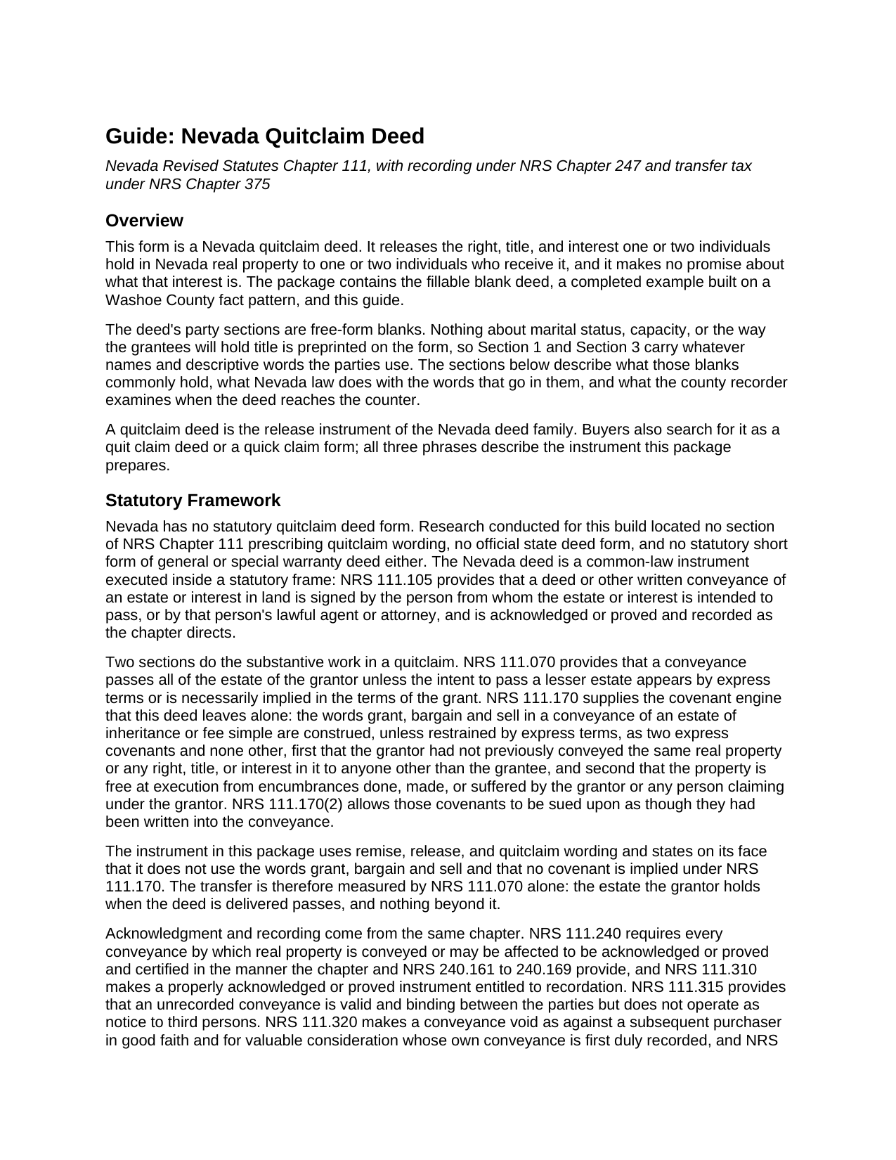 Clark County Quitclaim Deed Guide