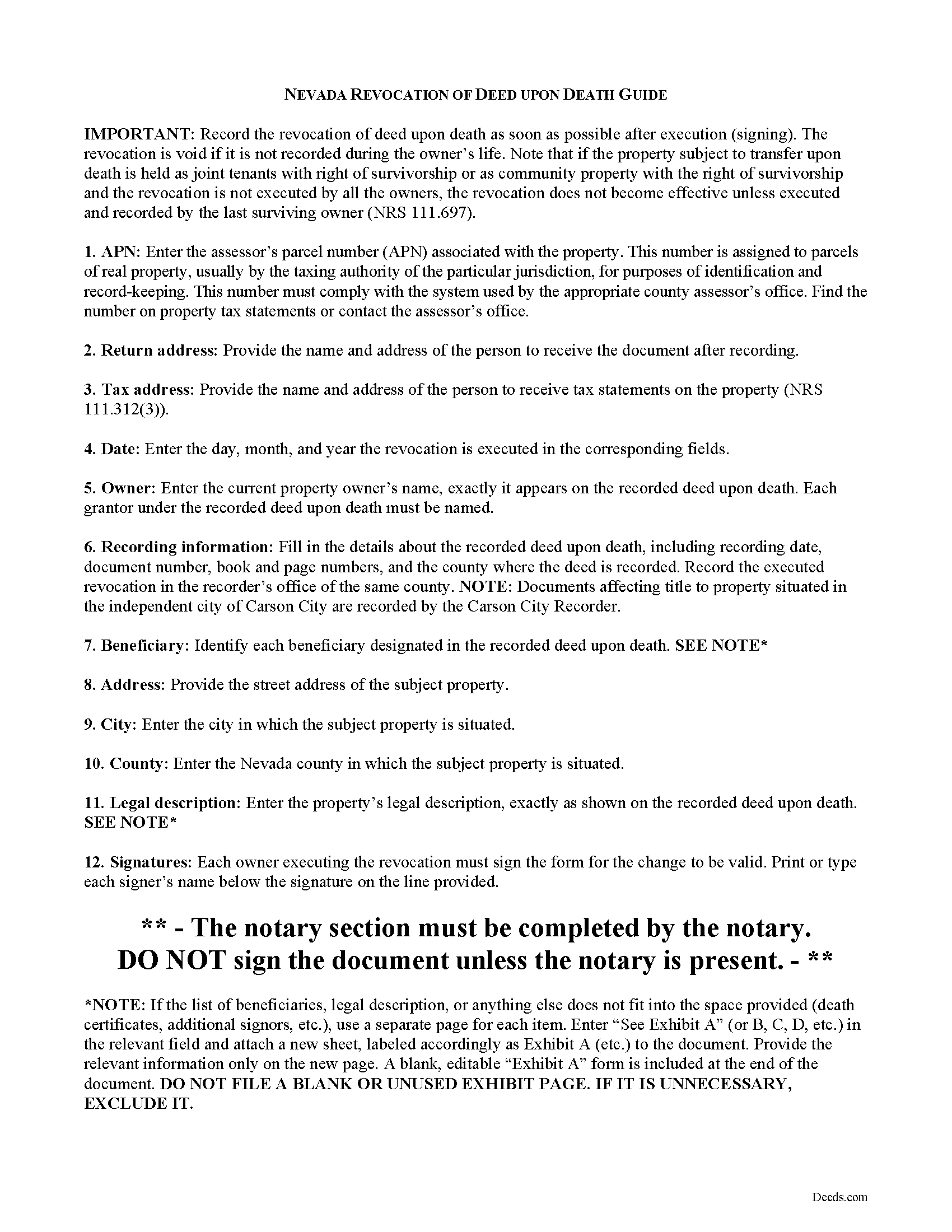 Nye County Transfer on Death Revocation Guide