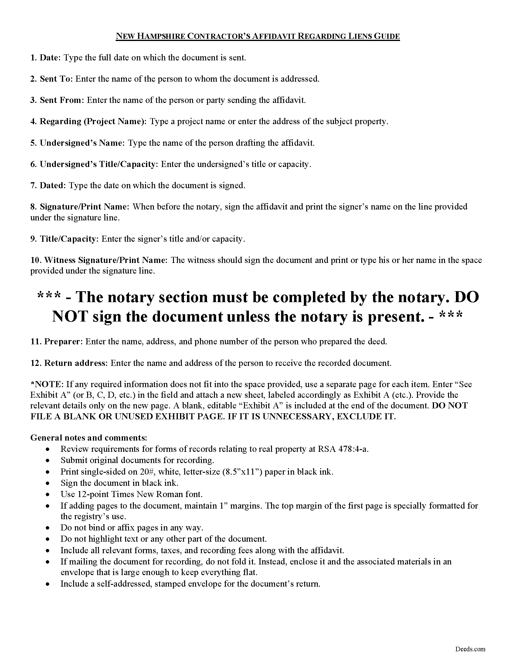 Merrimack County Contractor Affidavit Guide